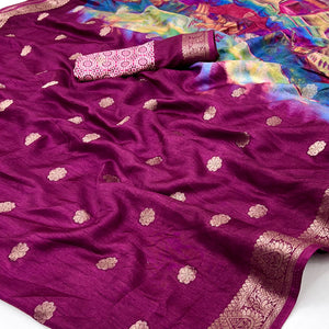 Soft Dola Silk Saree in Purple Glows with Intricate Floral Butti Weaving