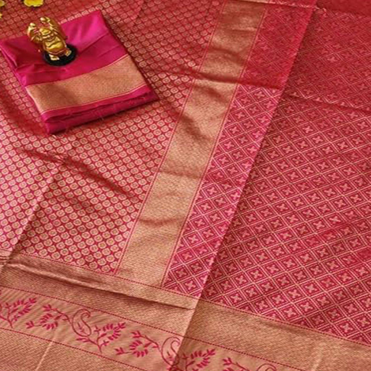 Pink Woven Banarasi Silk Saree