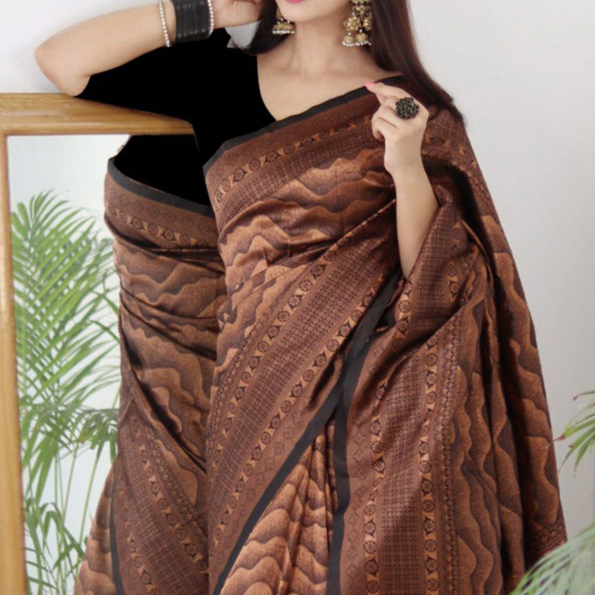 Black Woven Banarasi Silk Saree