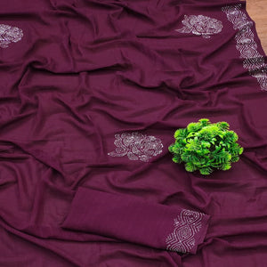 Wine Swarovski Work Georgette Saree With Tassels