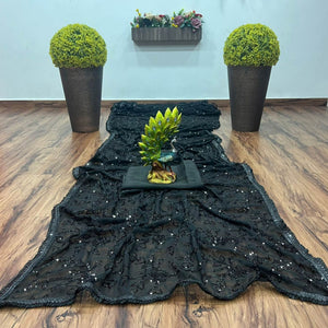 Black Sequins Embroidered Georgette Saree