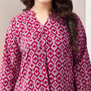 Pink Blue Printed Chanderi Silk Straight Top