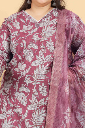 Onion Pink Floral Foil Printed With Mirror Handwork Viscose Salwar Suit
