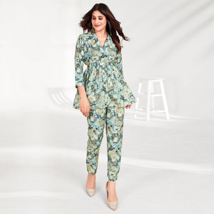 Grey Foil Printed Rayon Co Ord Set