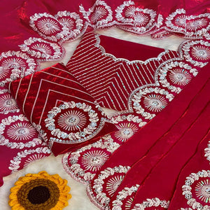 Designer Deep Pink Fandy Satin Saree Featuring Intricate Sequins Embroidery for Elegant Styling