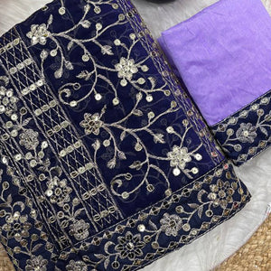 Beautiful Lavender Partywear Saree Crafted in Georgette with Sequins and Thread Work