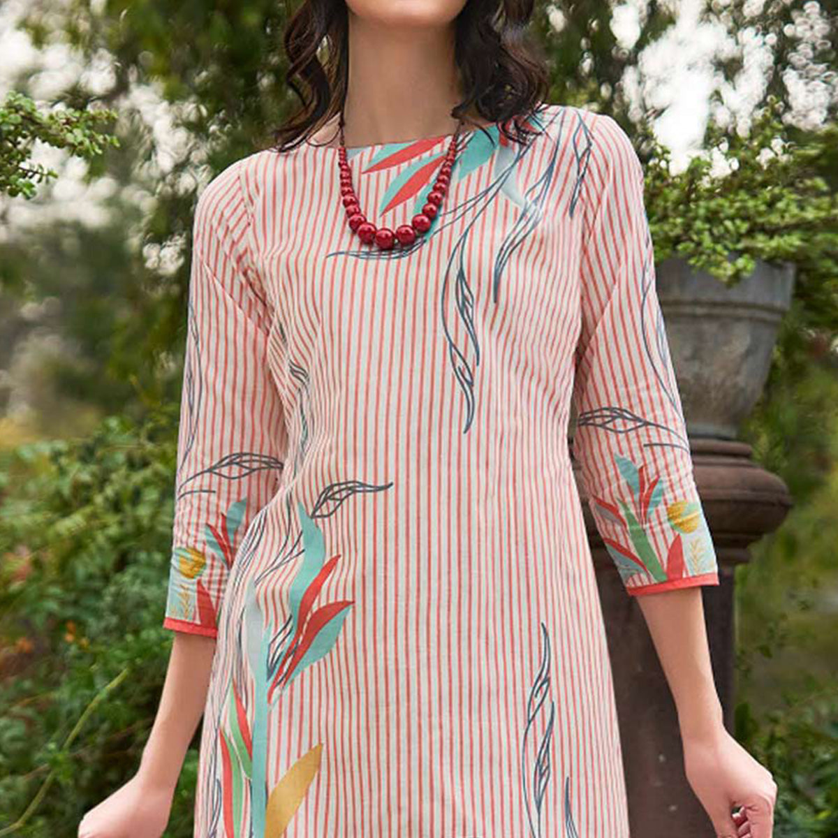 Red Floral Printed Pure Cotton Dress Material