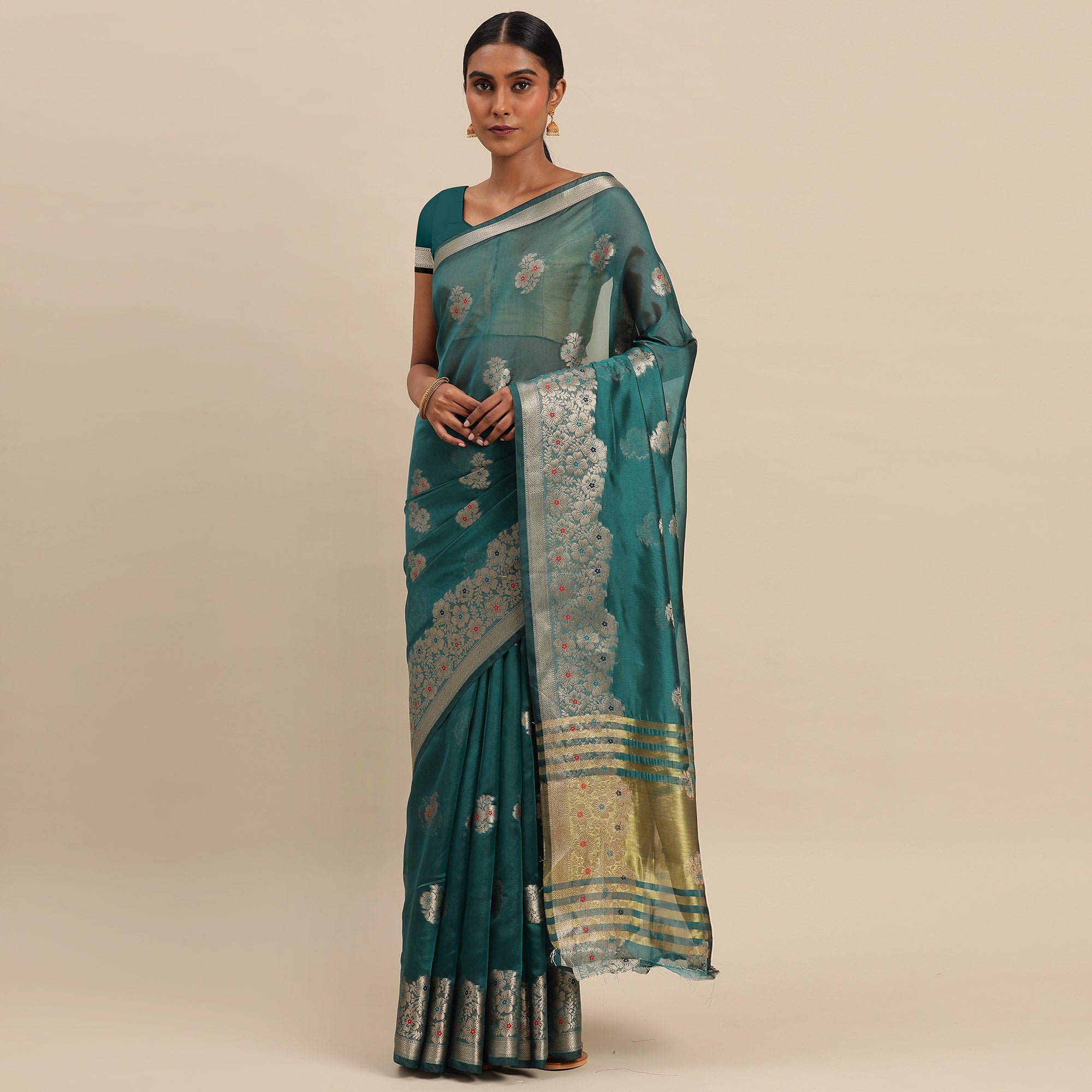 Rama Woven Organza Saree