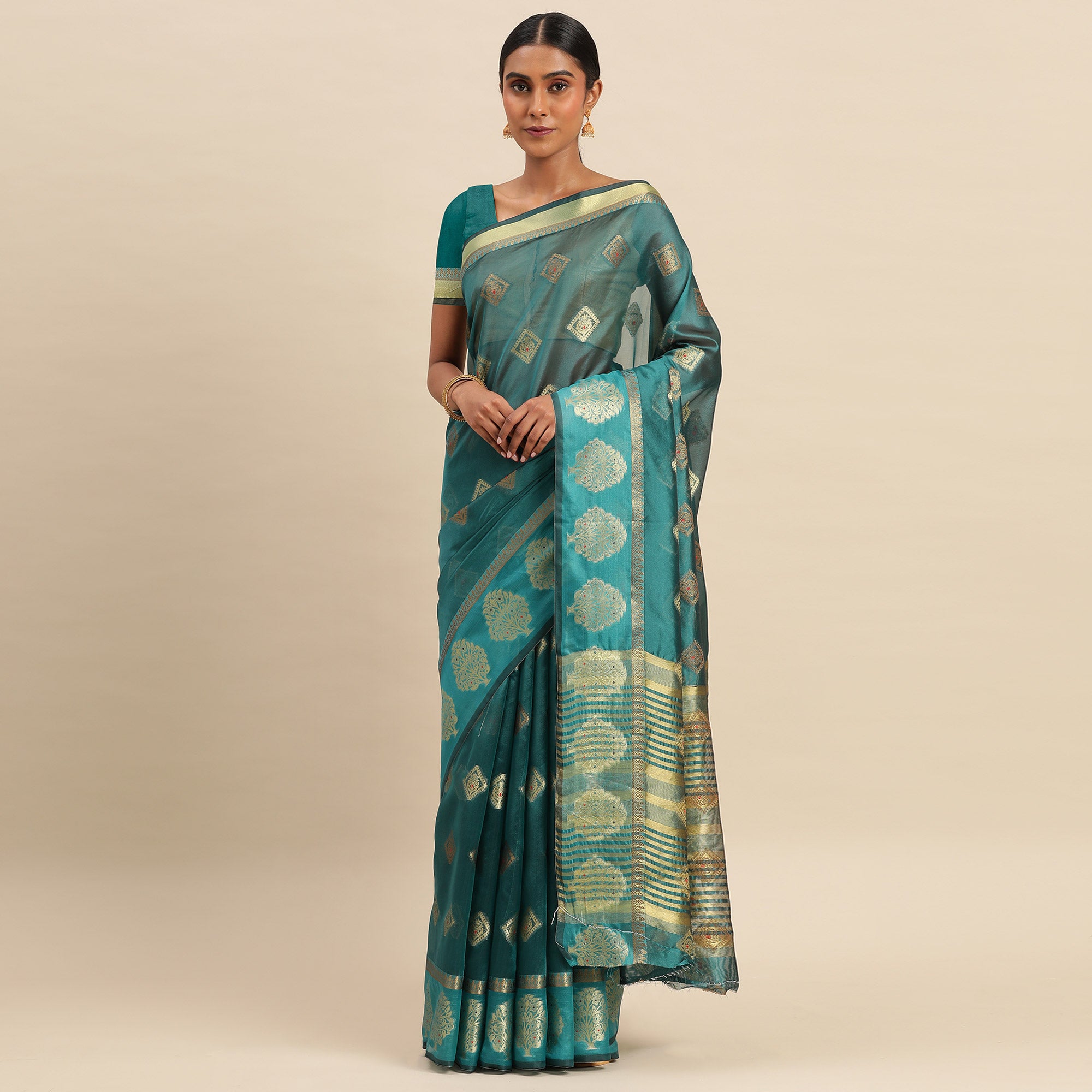 Rama Woven Organza Saree