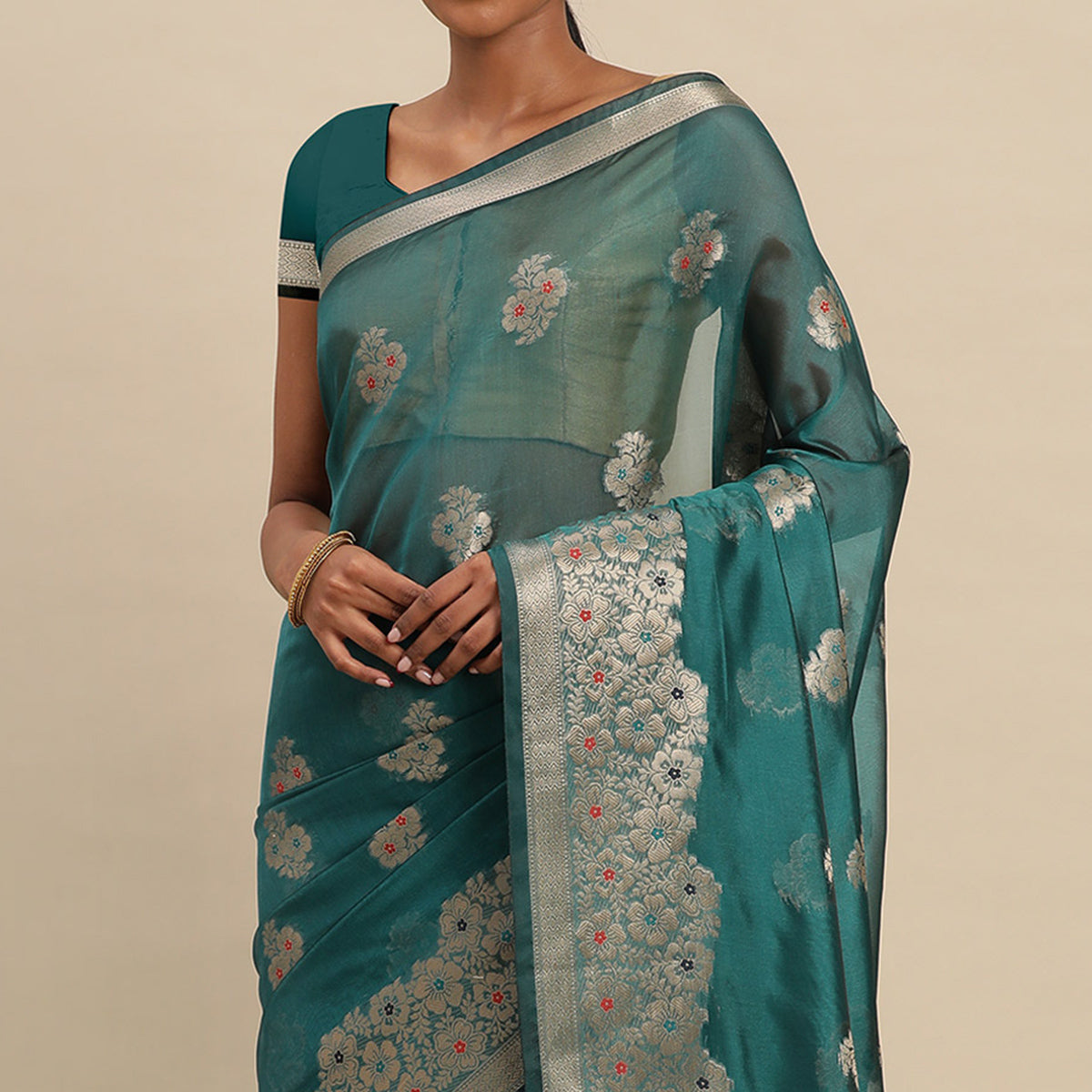 Rama Woven Organza Saree
