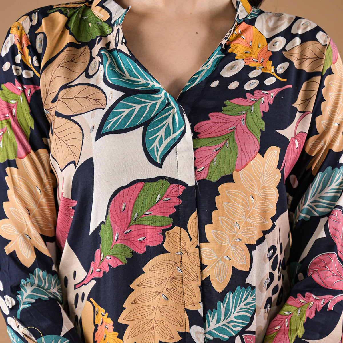 Black Printed Muslin Co-Ord Set