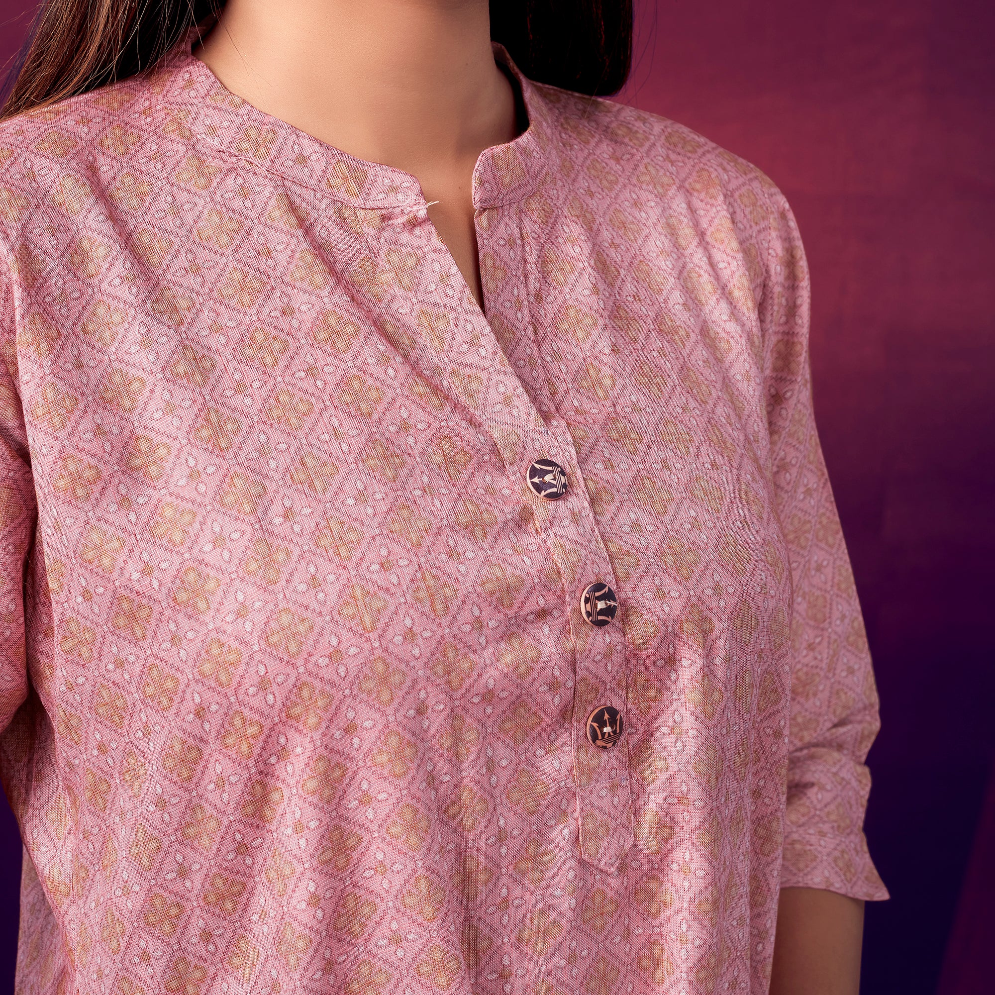 Rust Printed Rayon High-Low Top