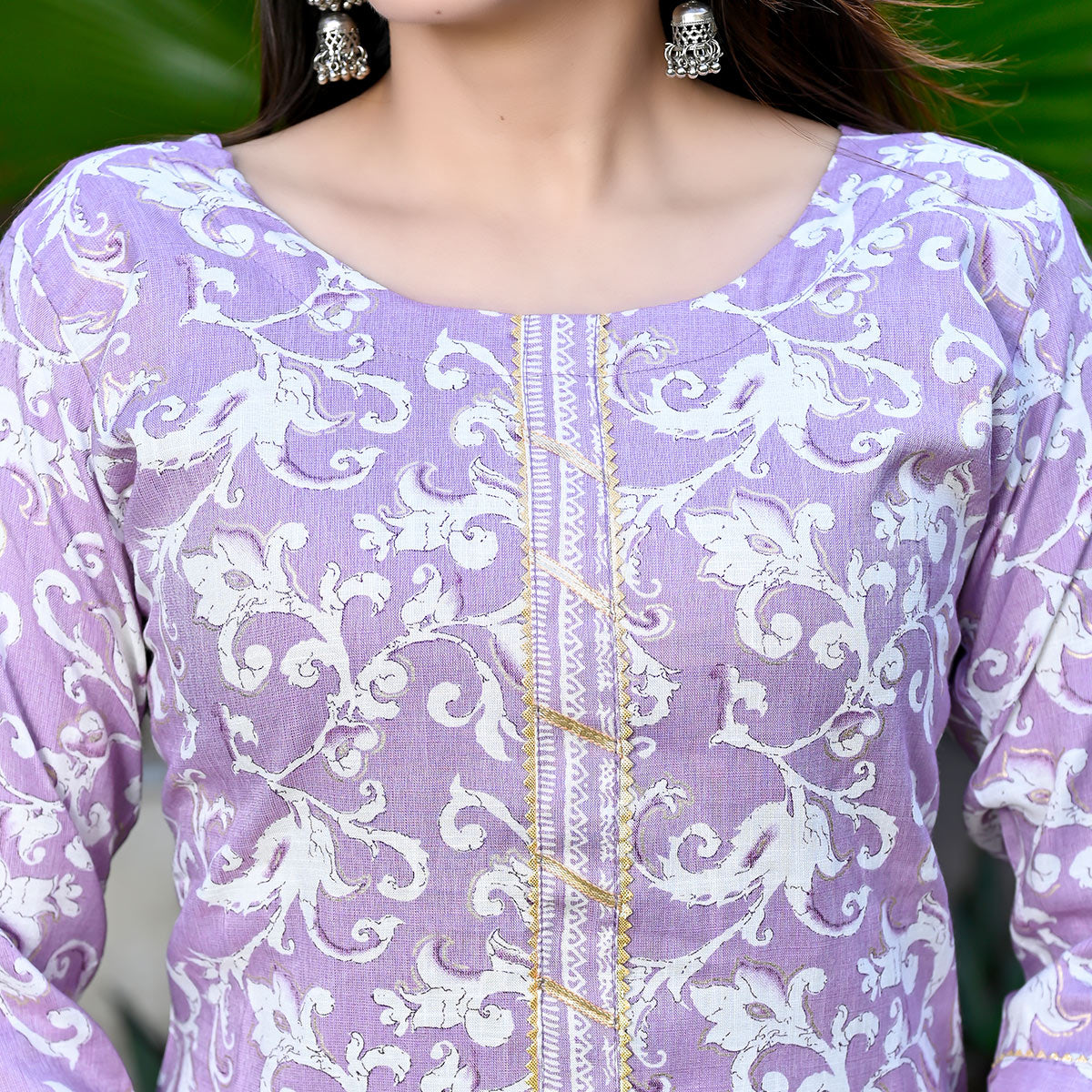 Lavender Floral Printed Rayon Suit