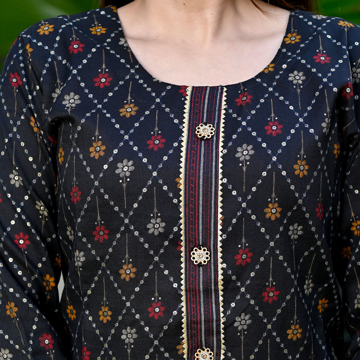 Black Foil Printed Rayon Suit