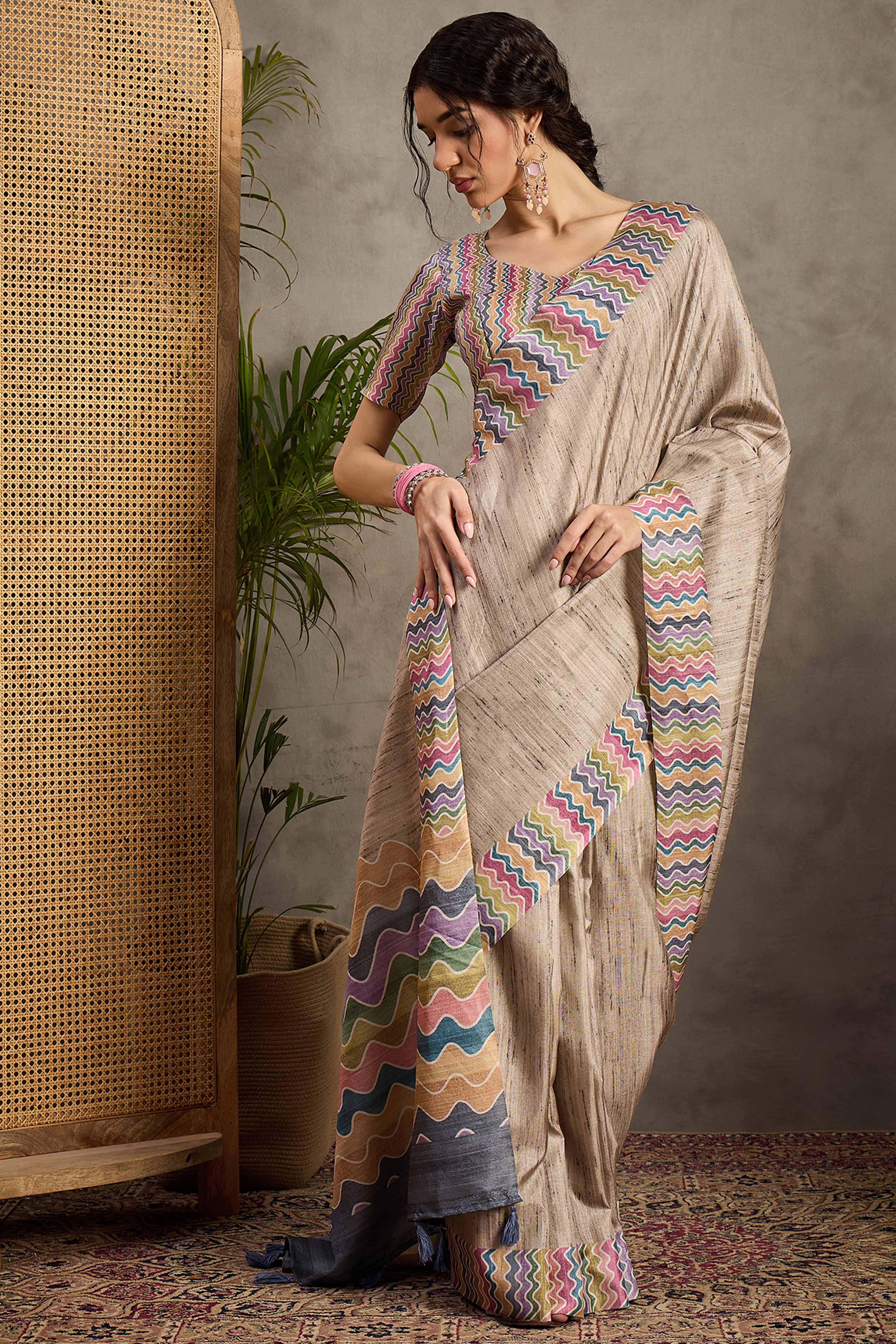 Elegant Handwoven Beige Cotton Silk Saree with Classic Weaves