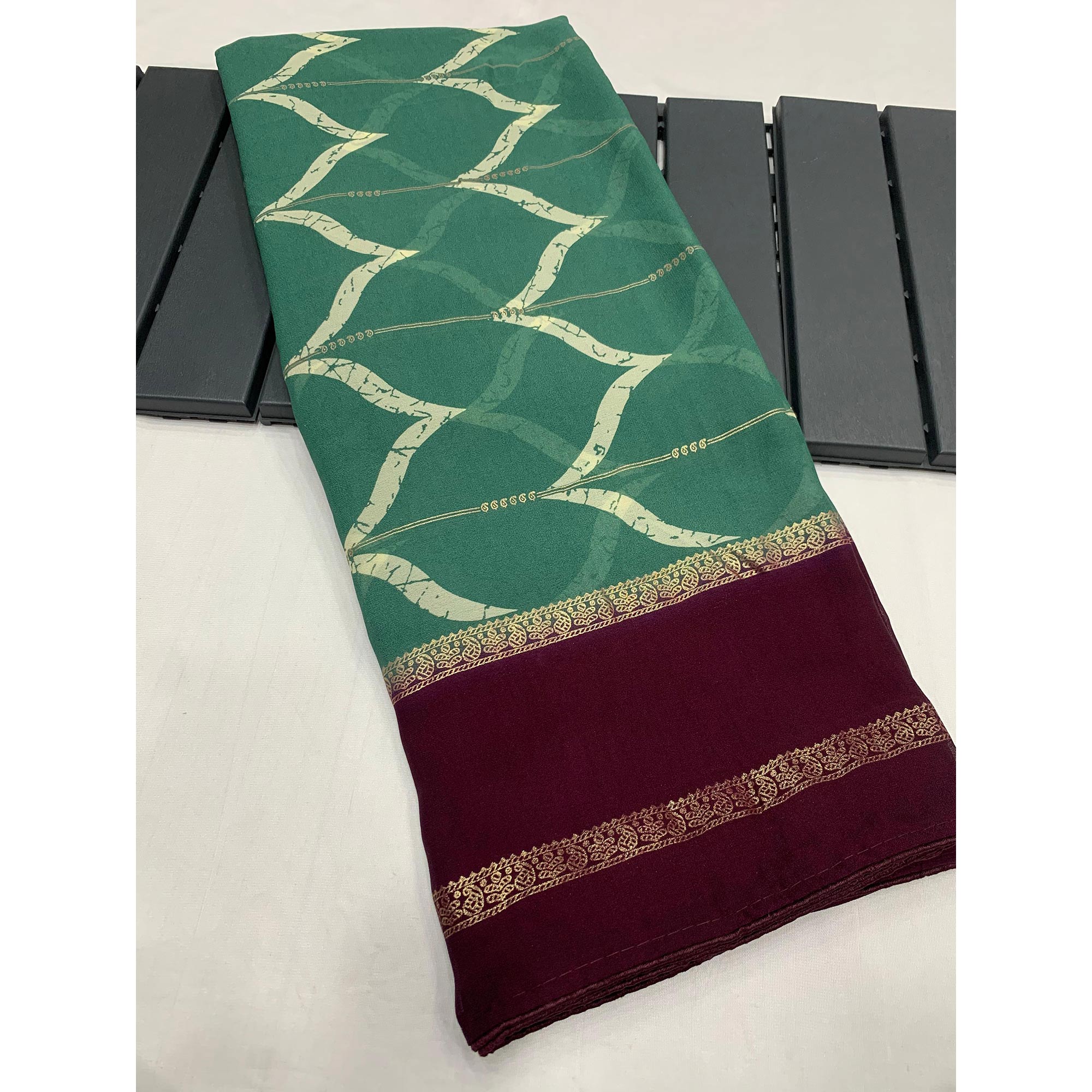 Sea Green Printed Georgette Saree