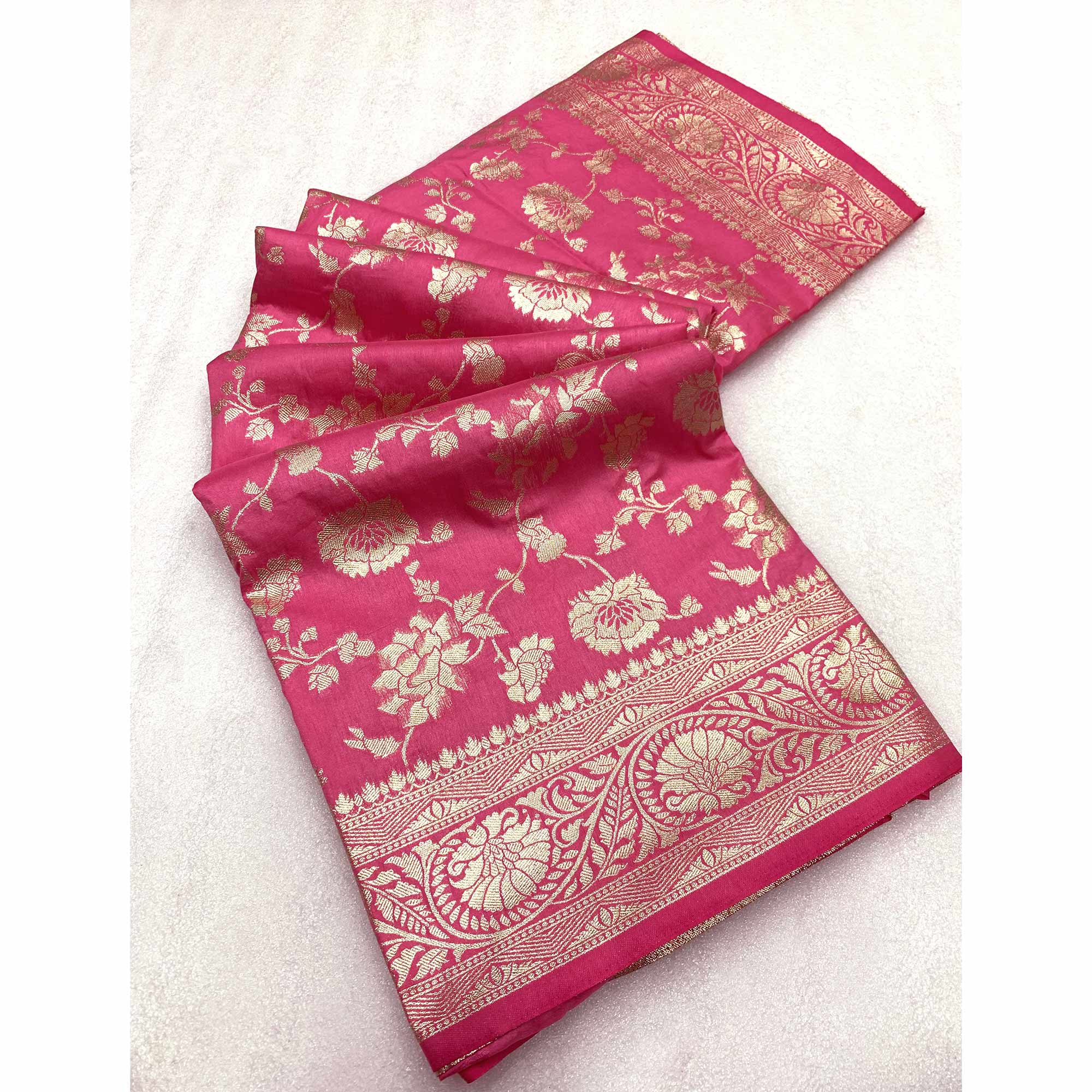 Pink Zari Woven Dola Silk Saree