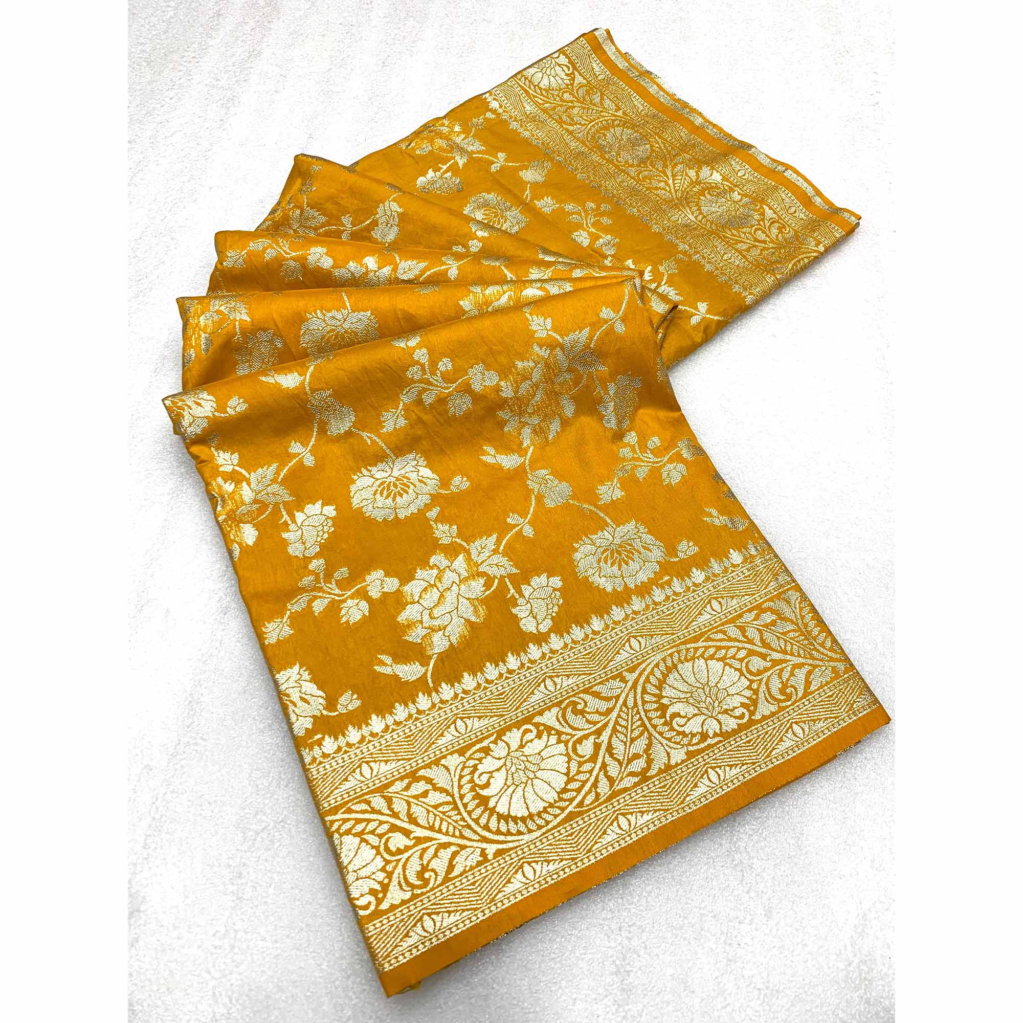 Yellow Zari Woven Dola Silk Saree