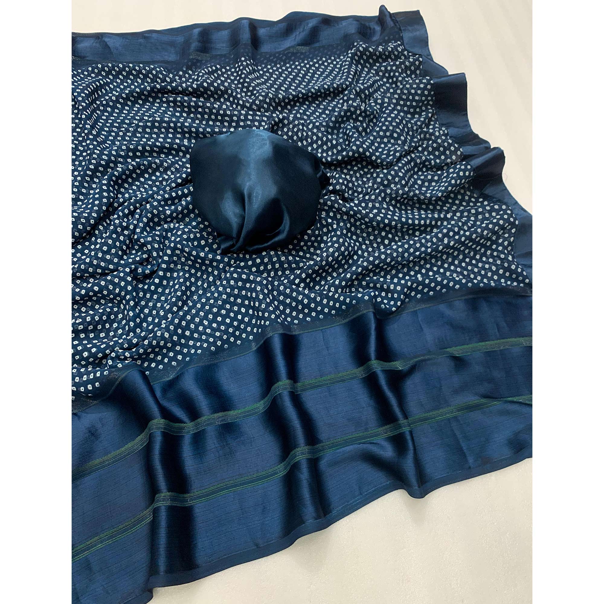 Blue Bandhani Printed Georgette Saree