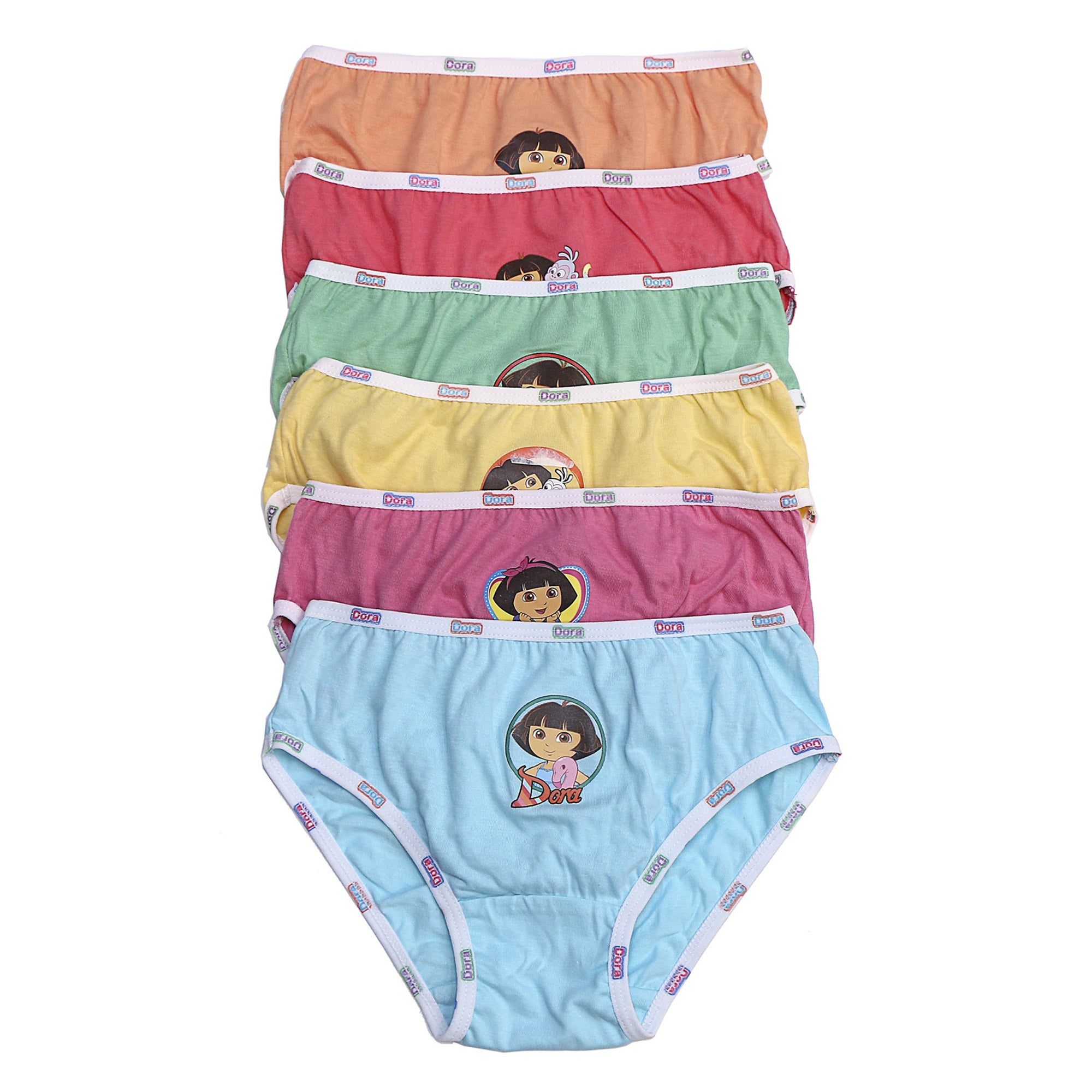 Multicolor Girls Dora Print Pure Cotton Panties (Pack of 6)