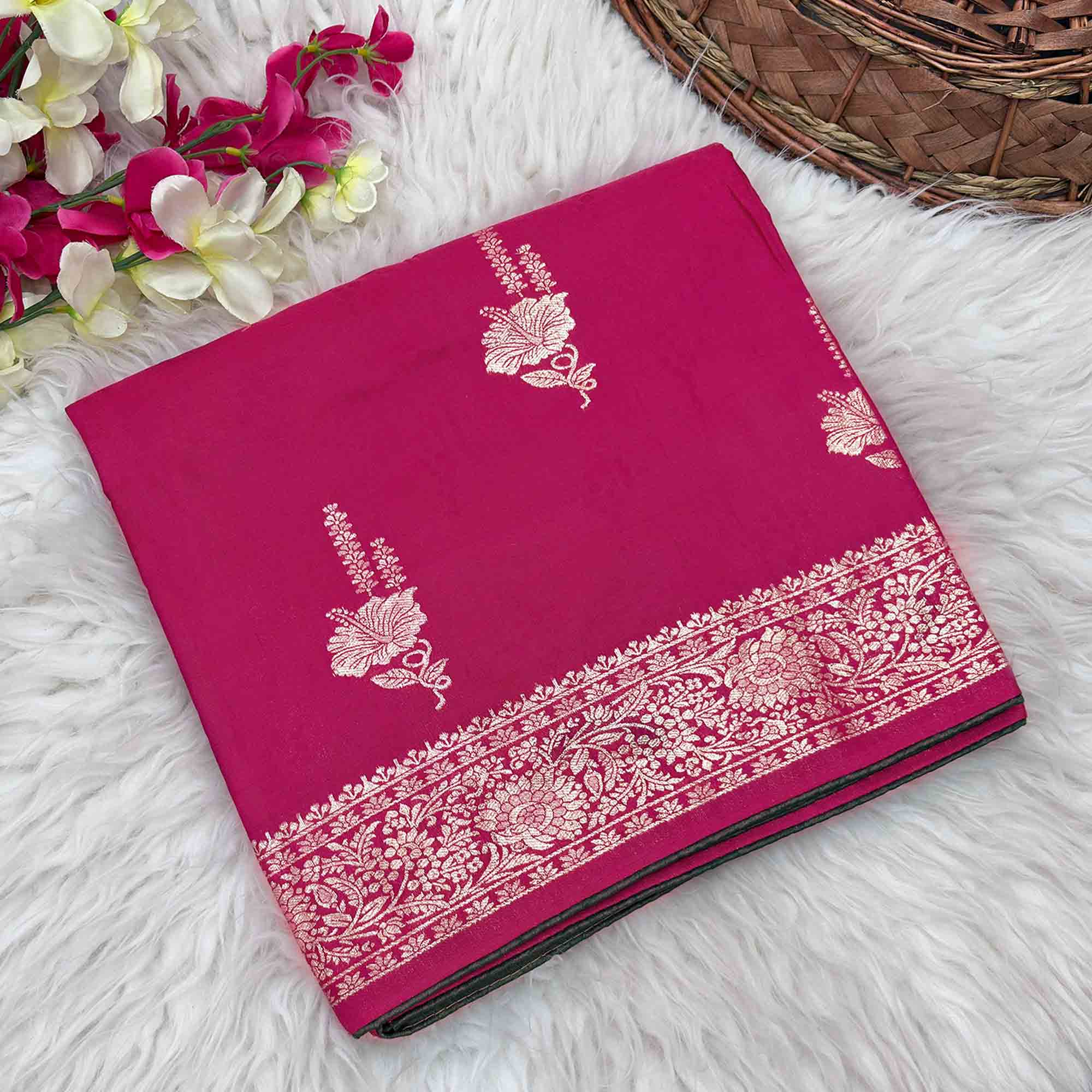 Pink Traditional Muslin Soft Saree Featuring Luxurious Meenakari Zari Patterns