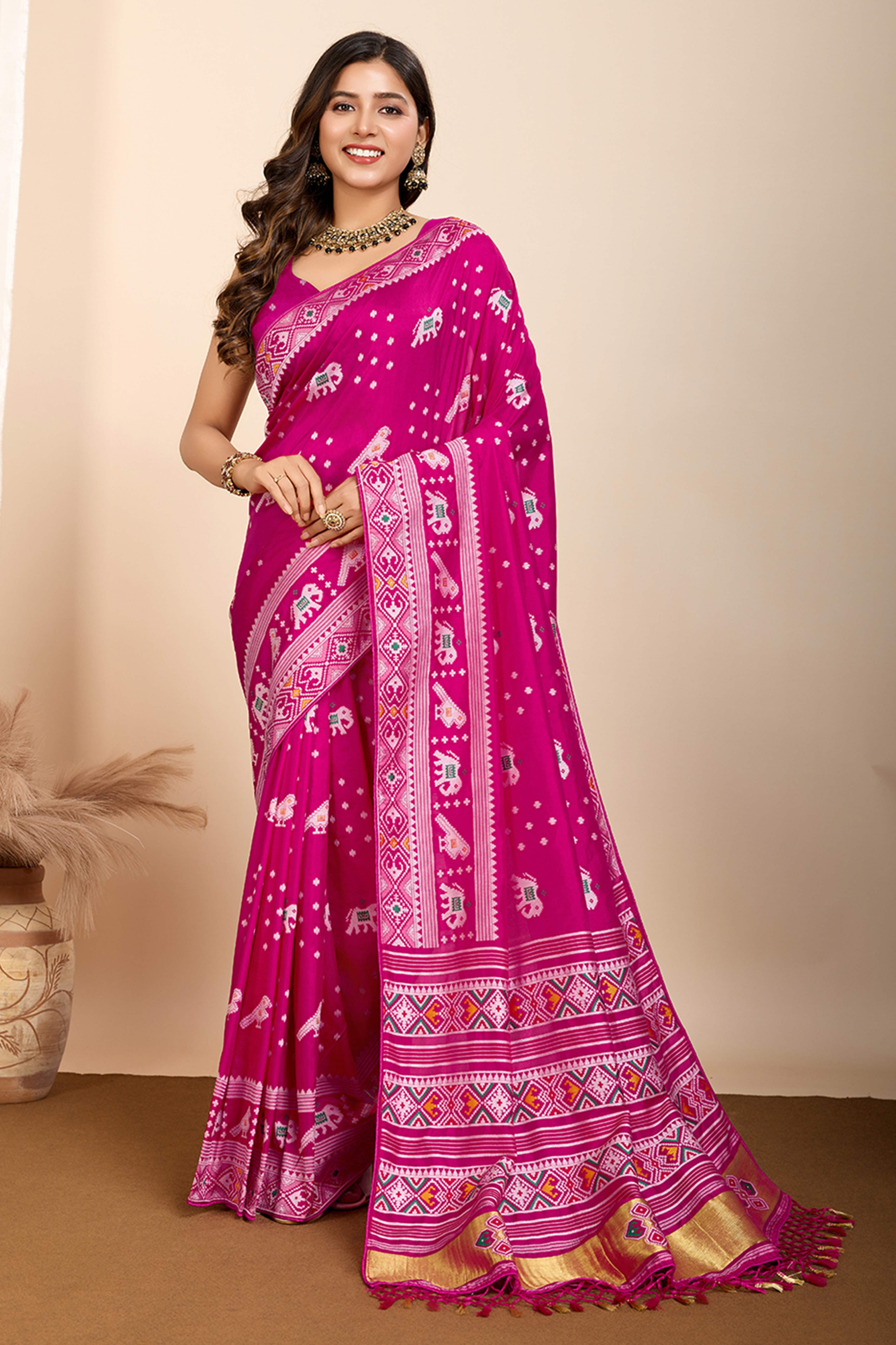 Pink Minakari Weaving Pure Silk Saree
