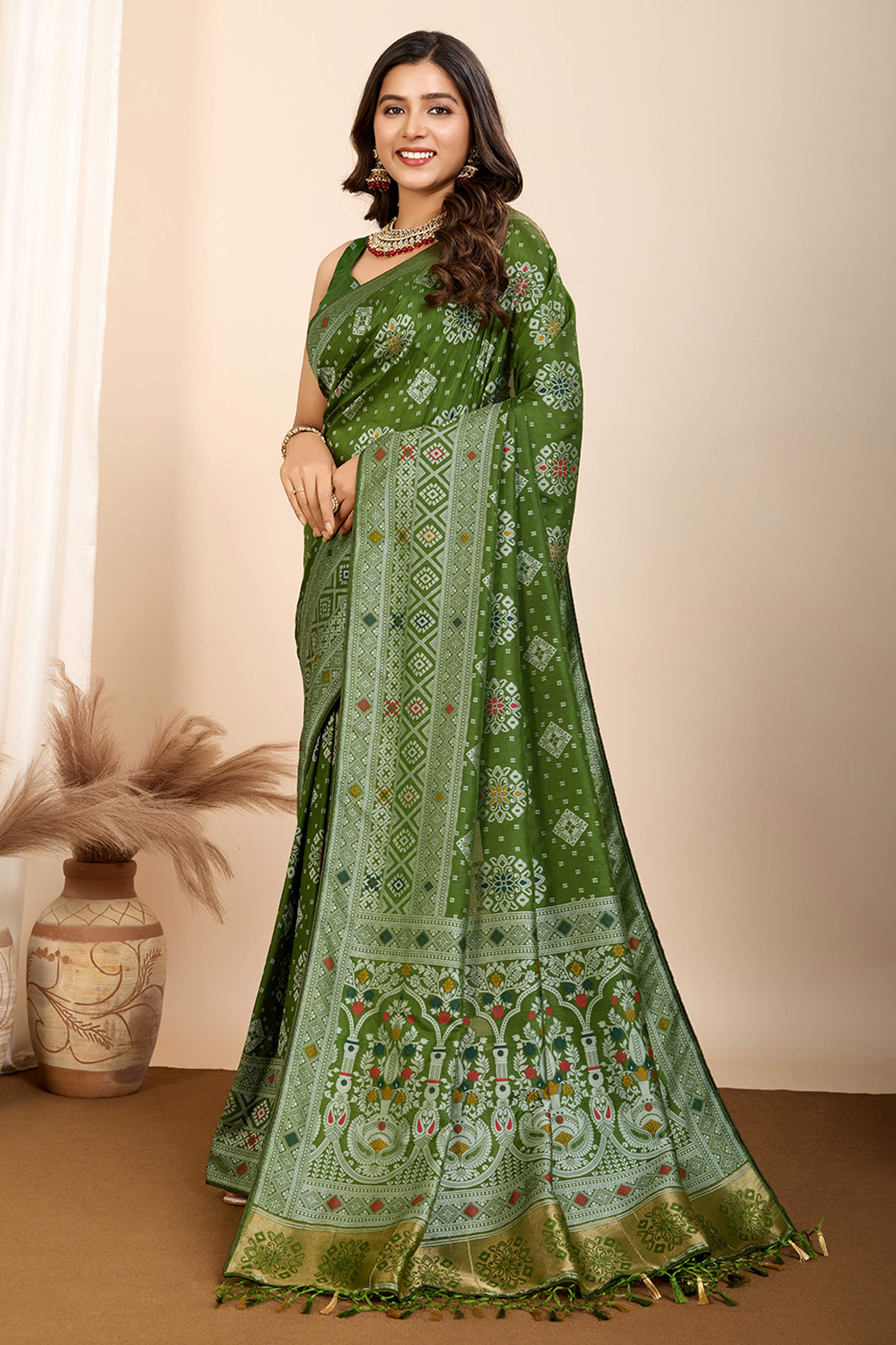 Green Minakari Weaving Pure Silk Saree