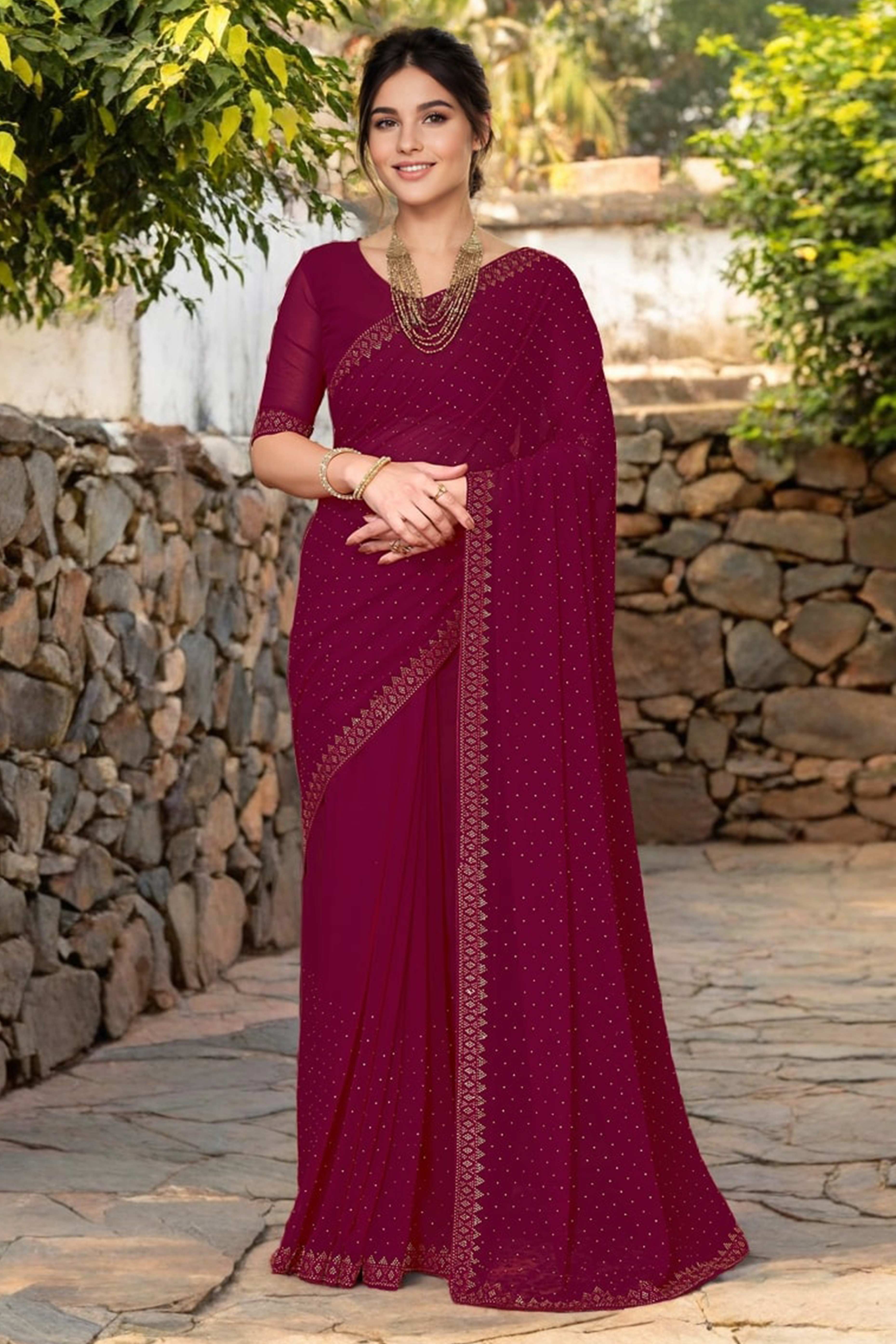 Pink Rangoli Dola Silk Saree Embellished With Diamond Work And Elegant Border
