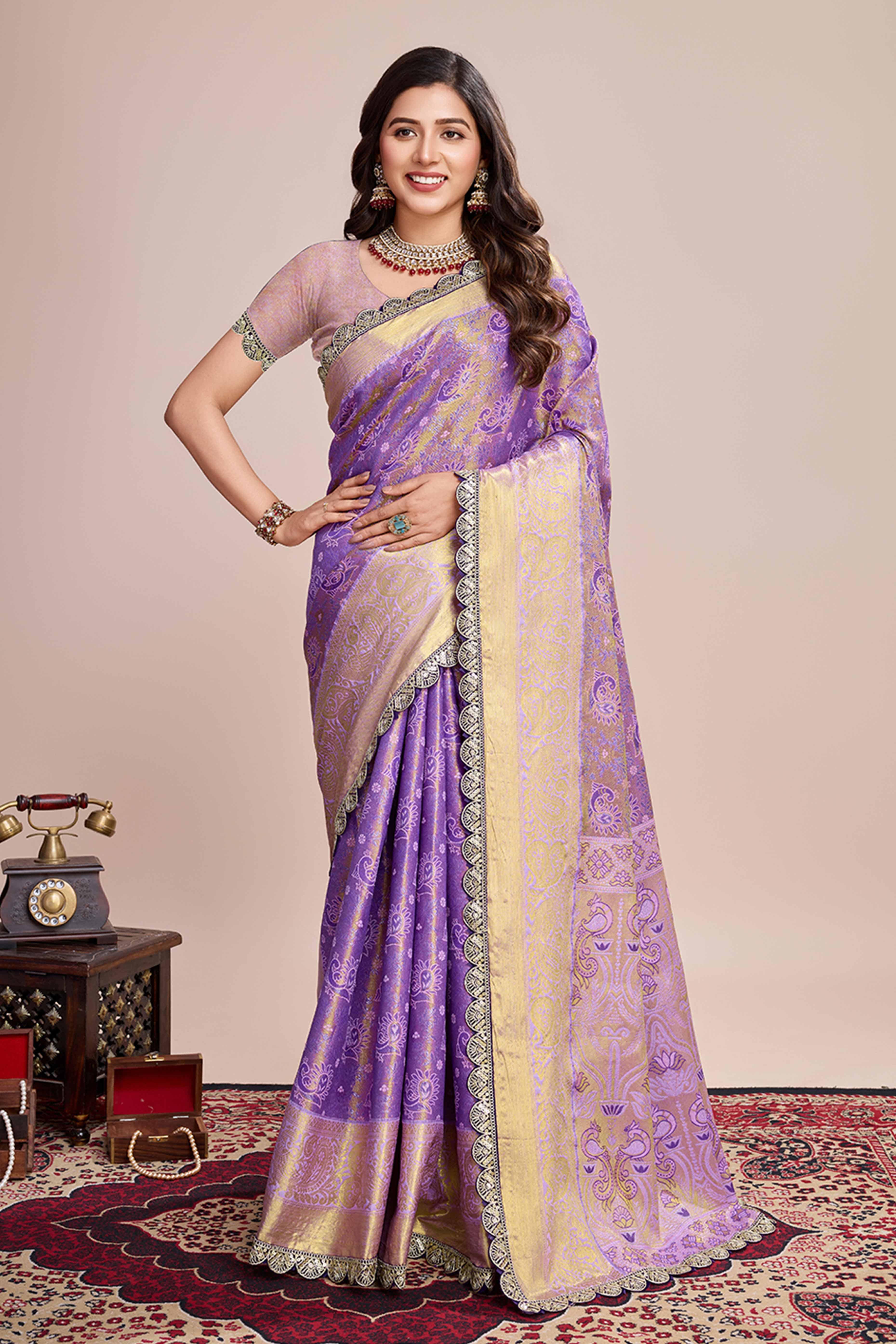Purple Zari Weaving Kanjivaram Silk Saree