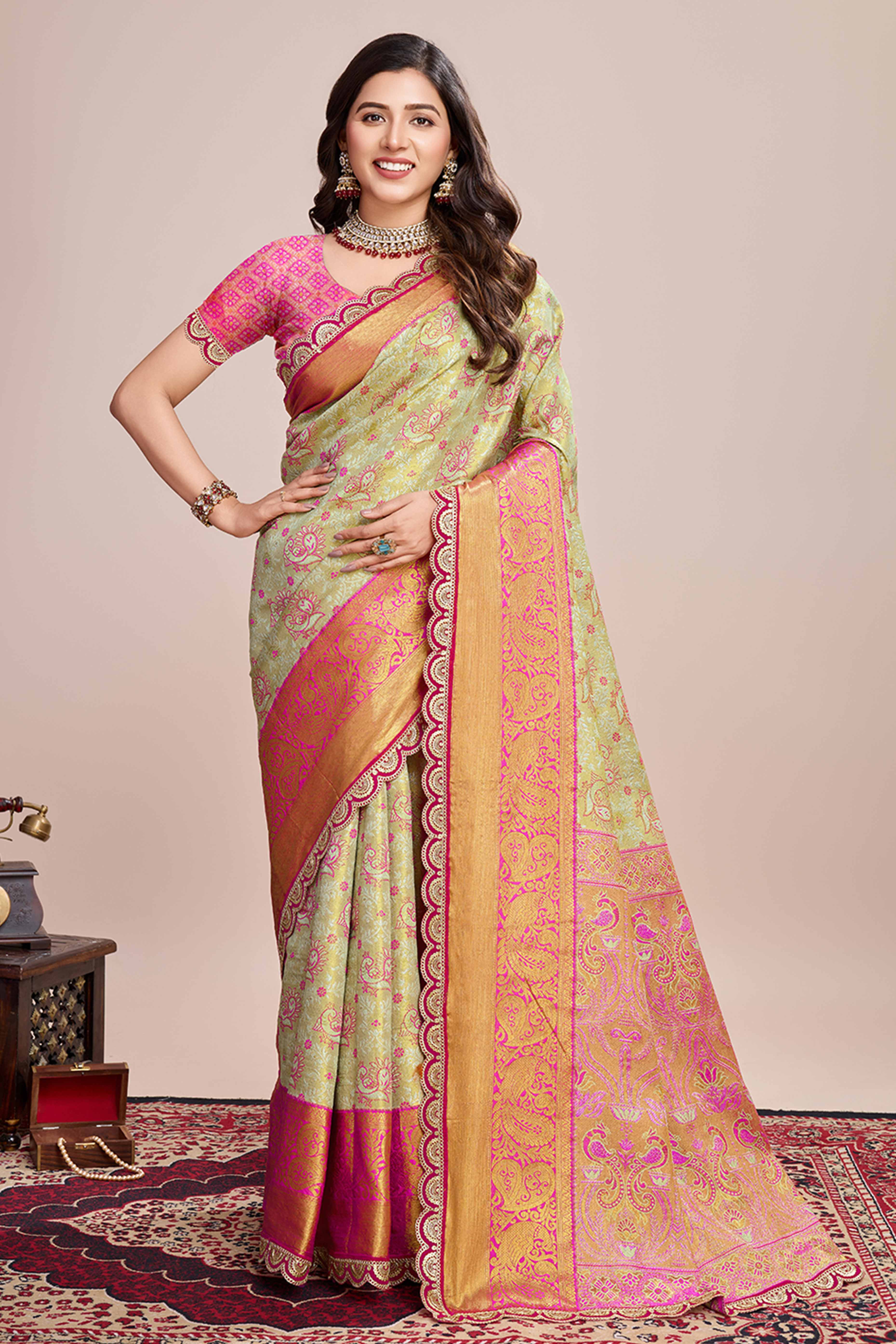 Sandy Brown Zari Weaving Kanjivaram Silk Saree
