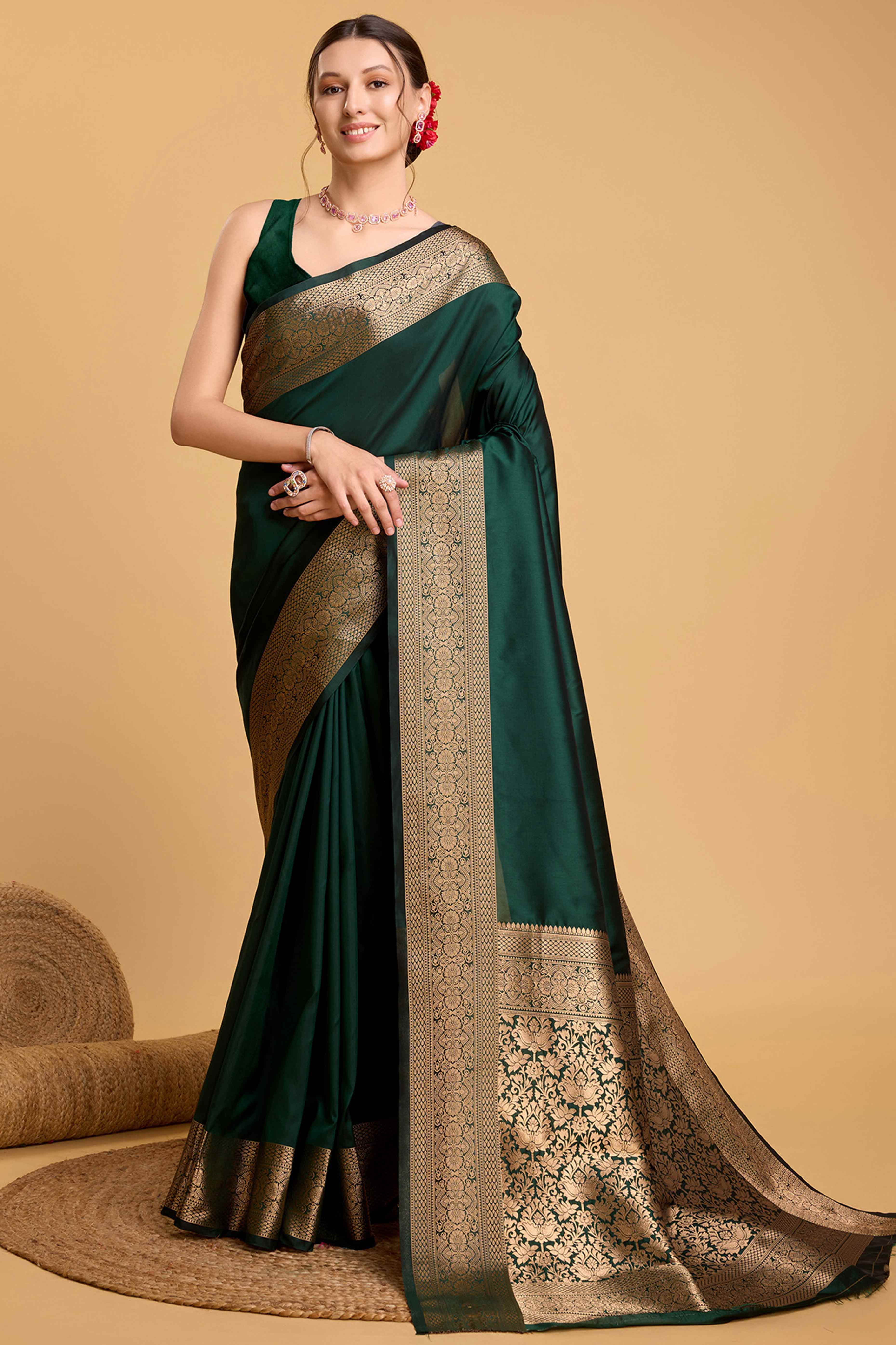 Green Zari Weaving Banarasi Silk Saree