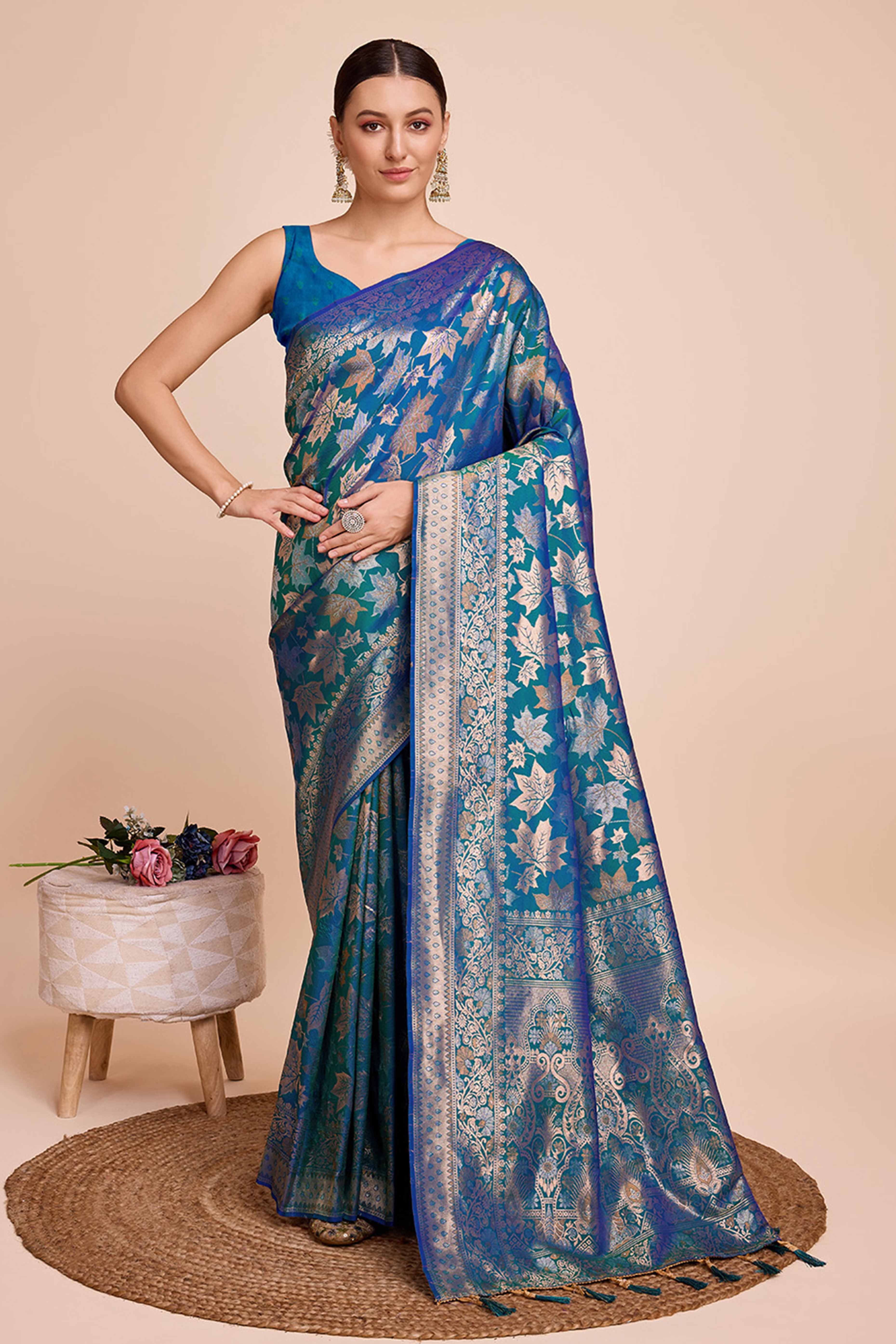 Regal Blue Zari Weaving Pure Silk Saree