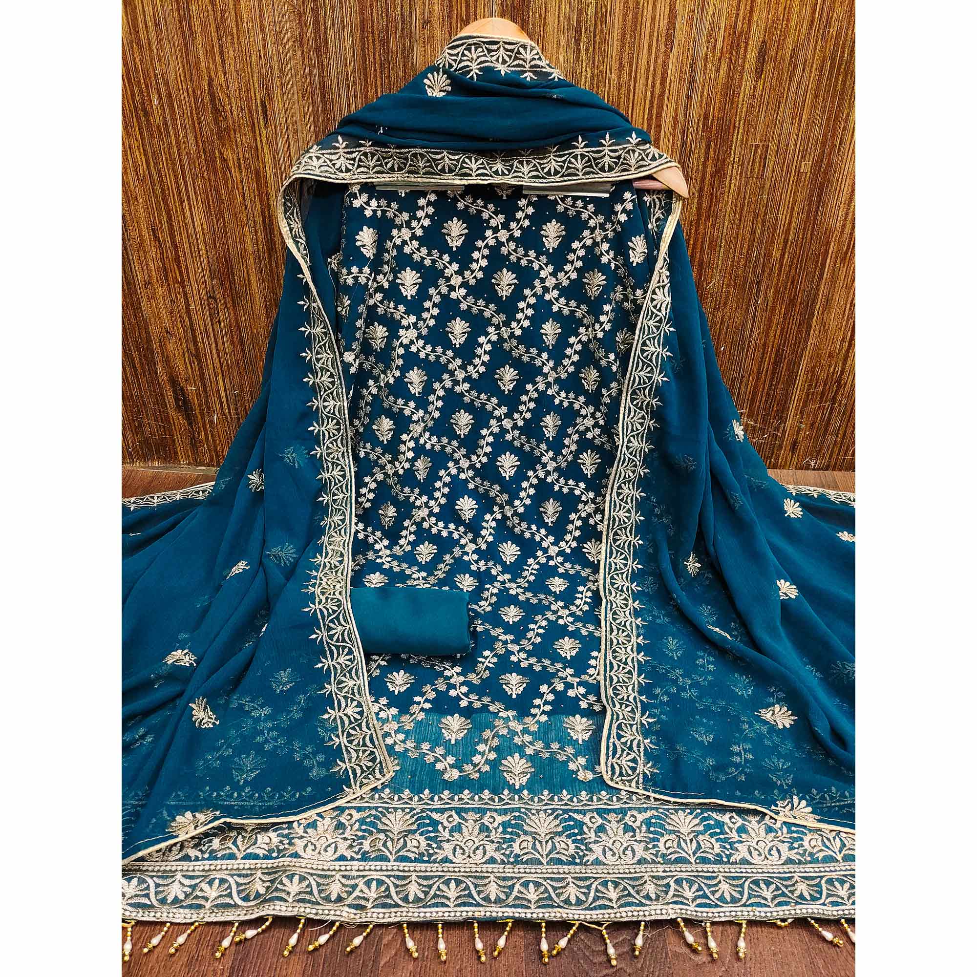 Morpich Floral Embroidered Georgette Dress Material