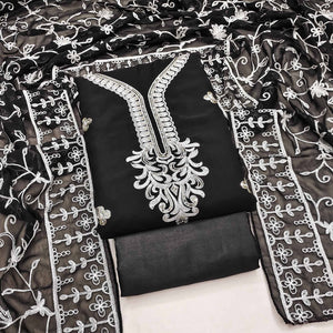 Black Floral Sequins Embroidered Georgette Dress Material