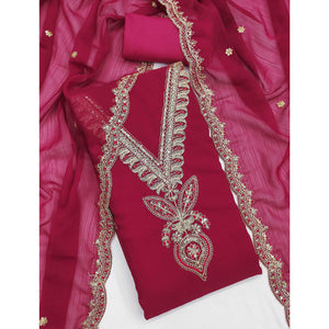 Pink Ensemble In Zomato Art Silk Adorned With Cording Floral Embroidery & Sparkling Sequins