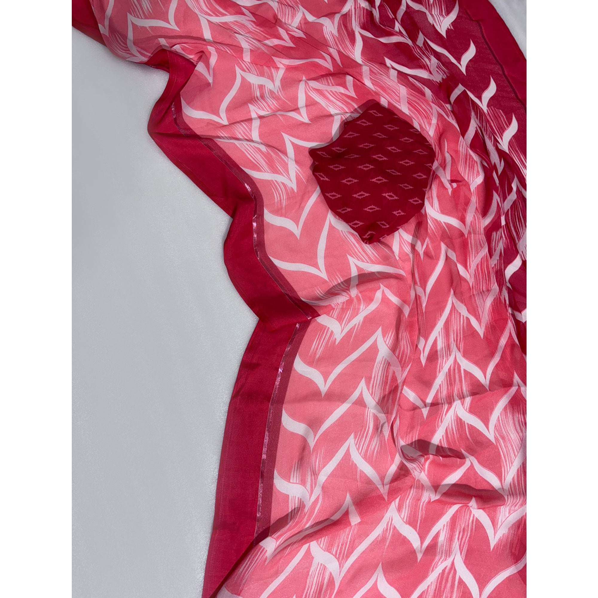 Pink Shibori Printed Chiffon Saree