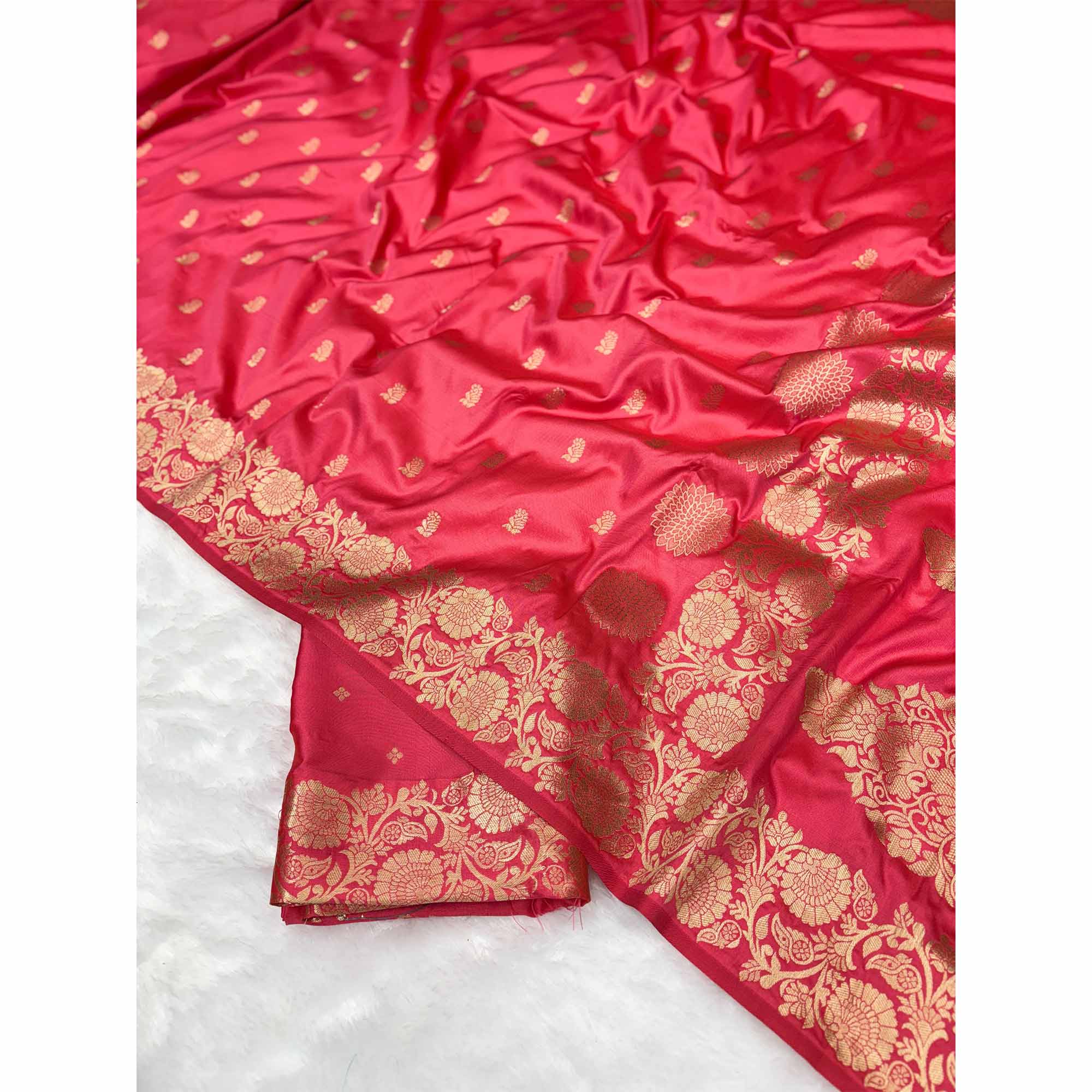 Gajri Pink Banarasi Silk Saree with Traditional Weaving