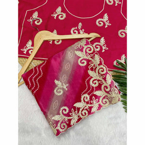 Pink Chinon Saree With Timeless Bandhani Print & Exquisite Gota Patti Embroidery