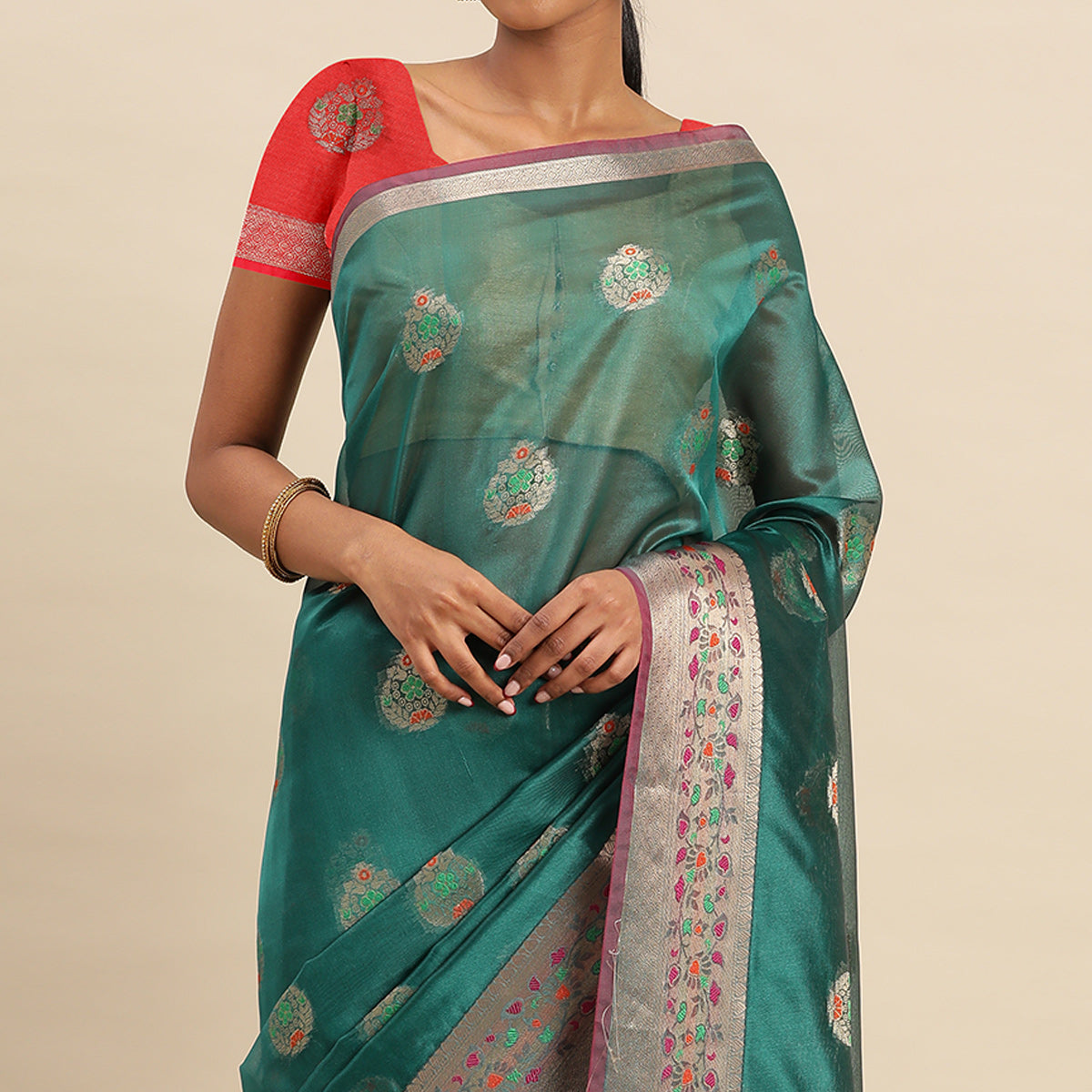 Rama Woven Organza Saree