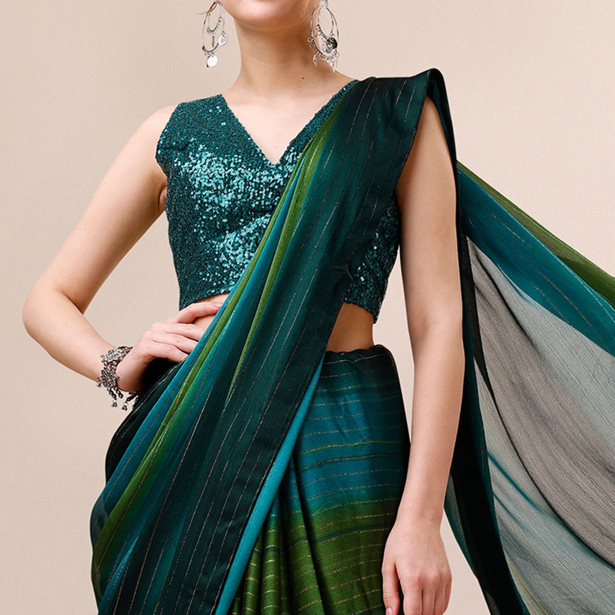 Multicolour Woven Chiffon Saree