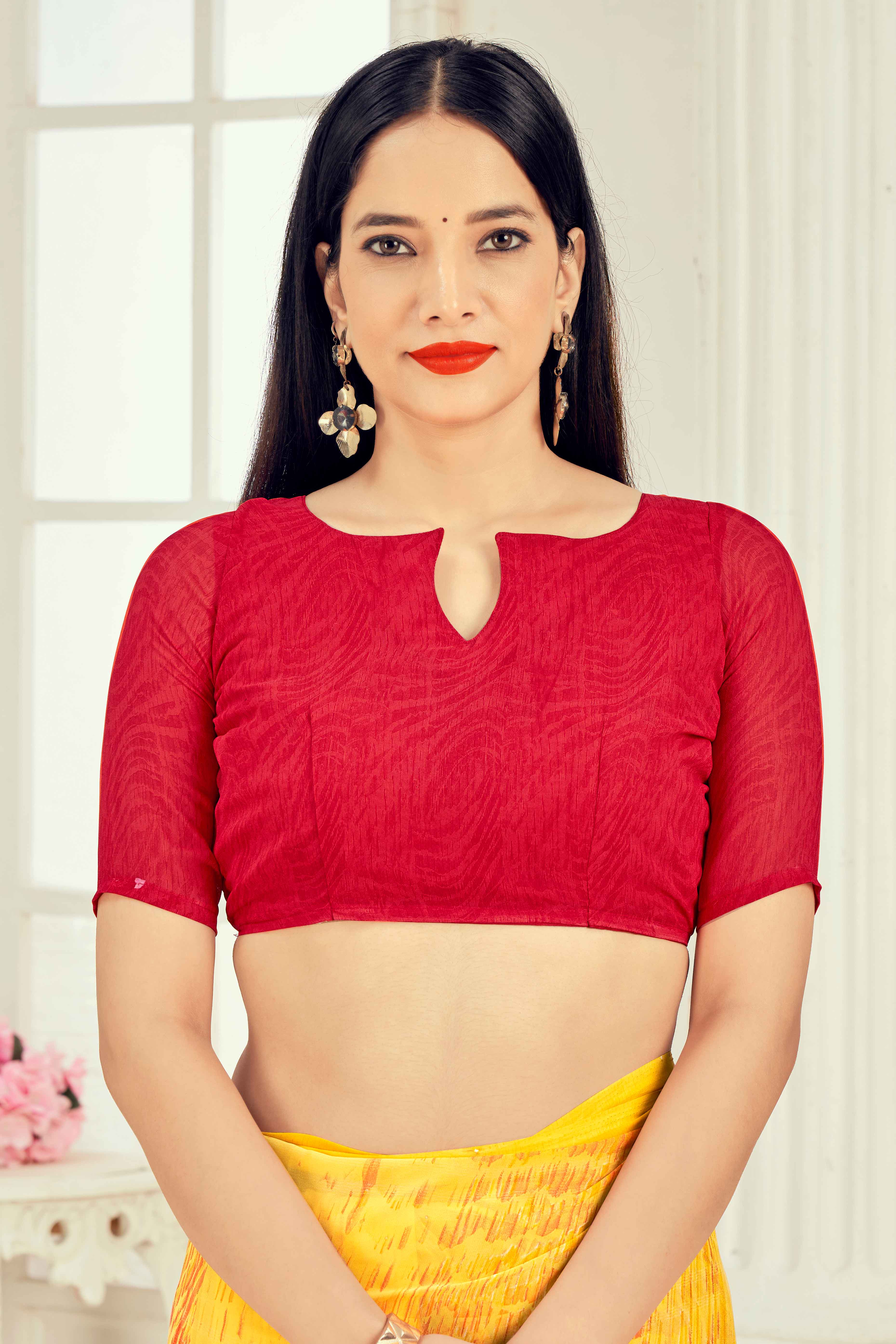 Yellow Georgette Saree With Artistic Abstract Print