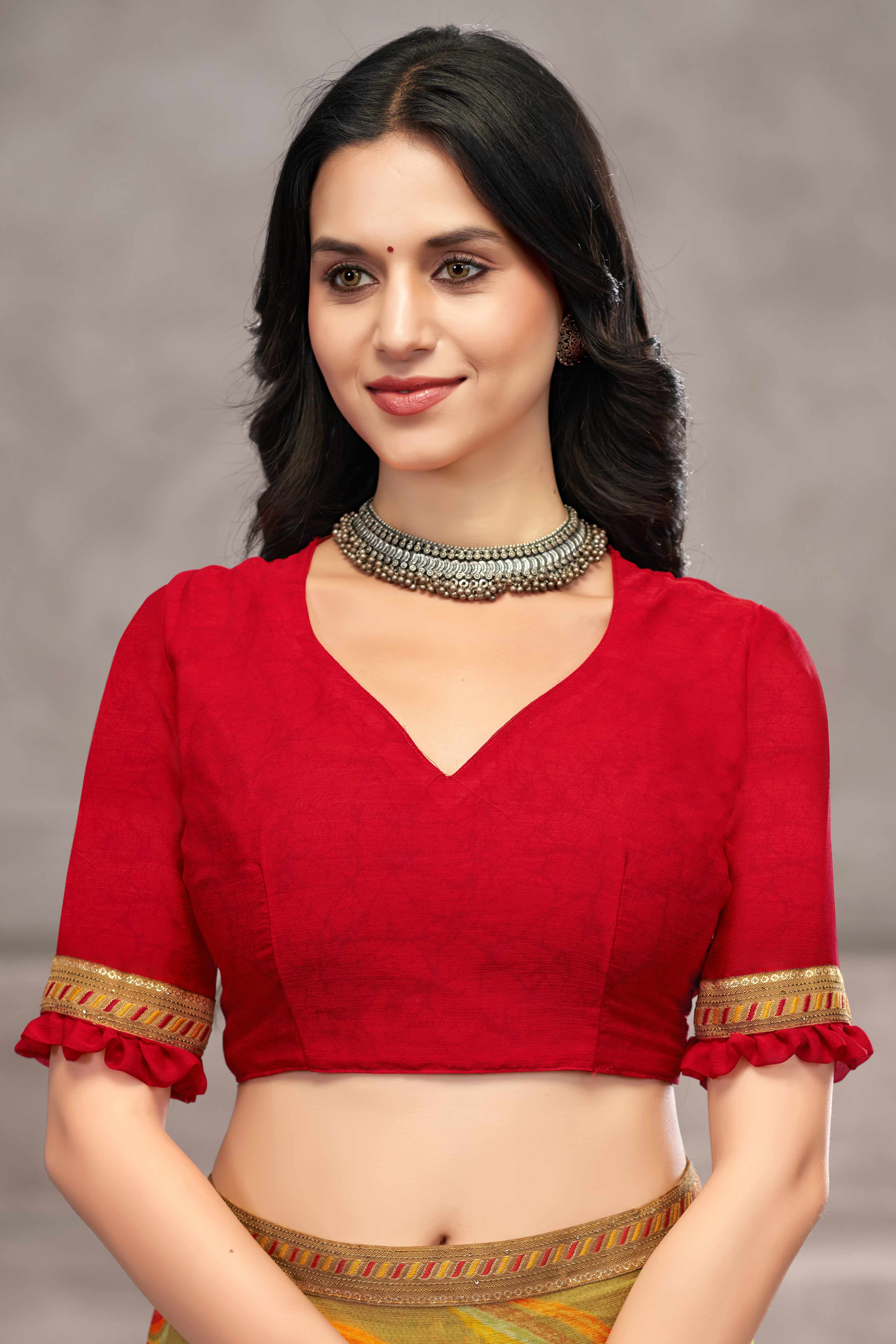 Refreshing Olive Chiffon Saree Featuring Digital Print & Graceful Lace Border