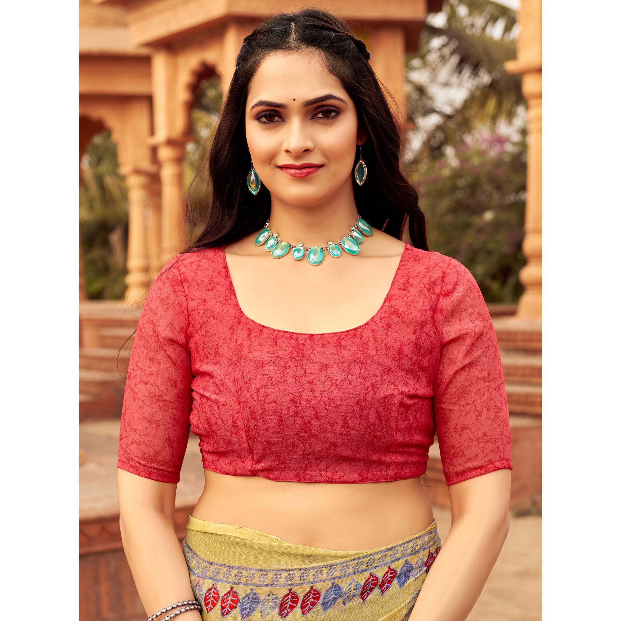 Beige Printed Chiffon Saree