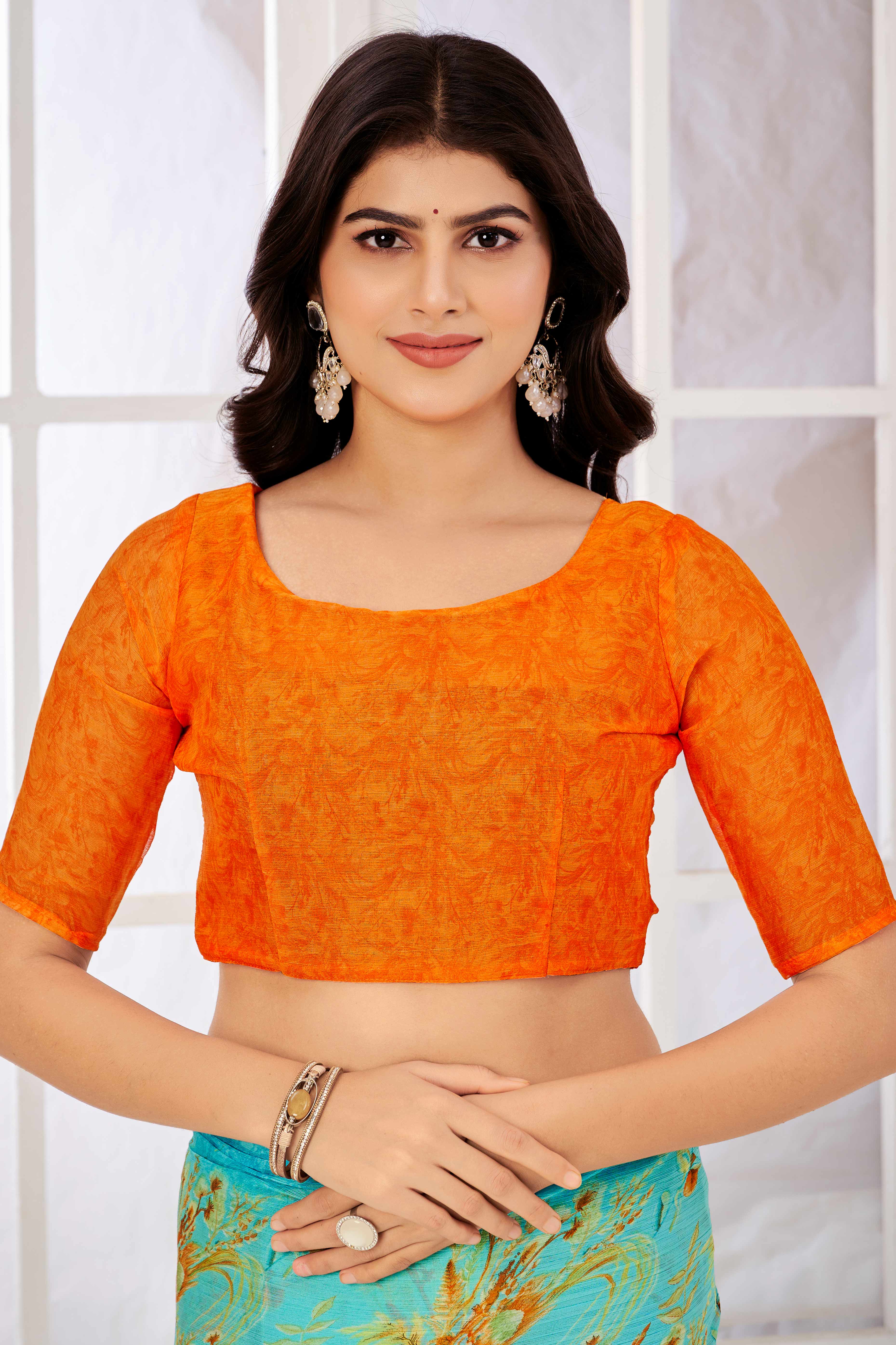 Turquoise Chiffon Saree Embellished With Dreamy Floral Print