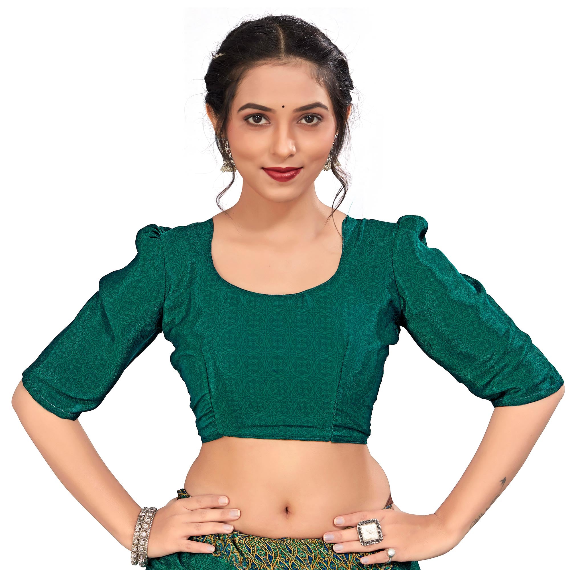 Green Printed Crepe Silk Saree