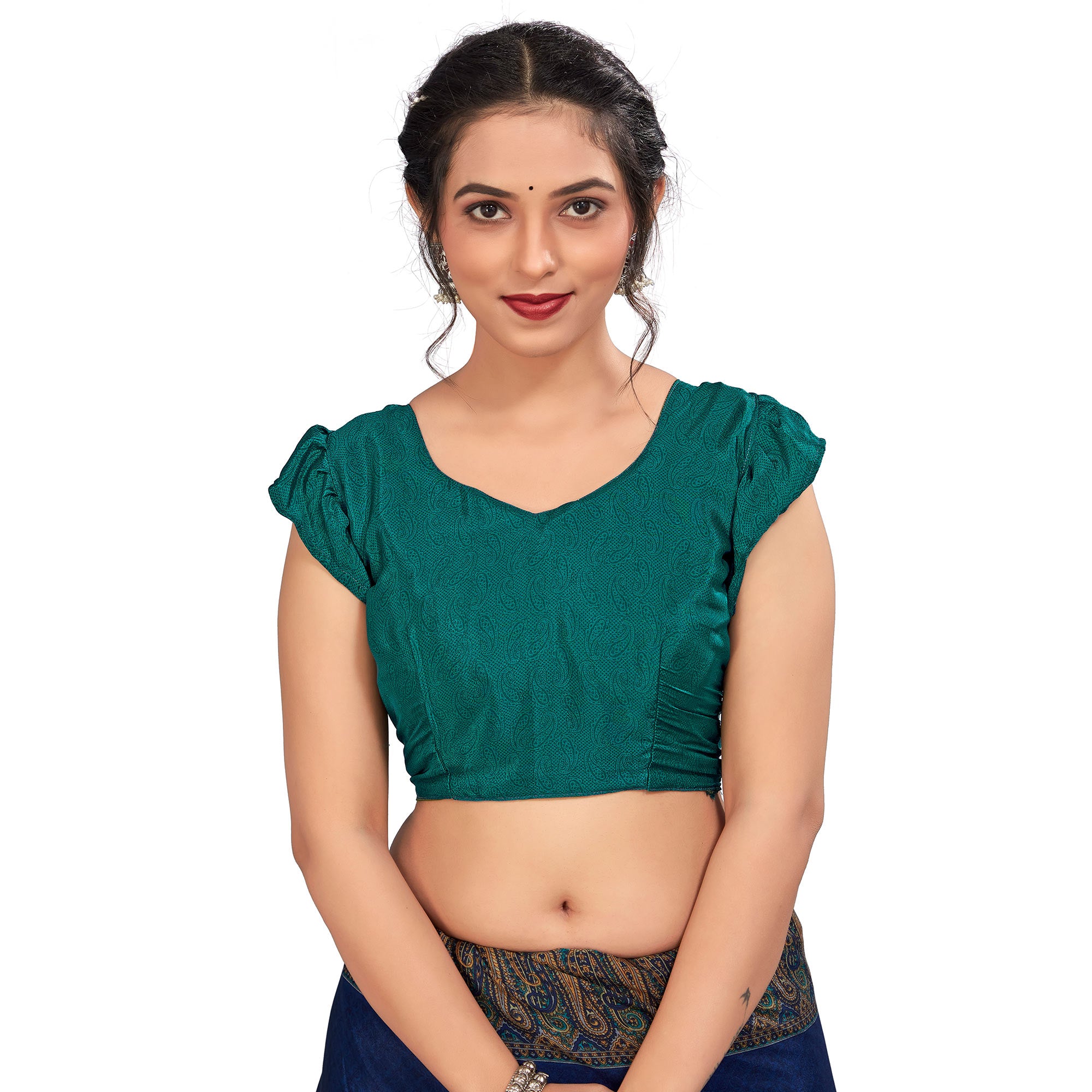 Blue Printed Crepe Silk Saree