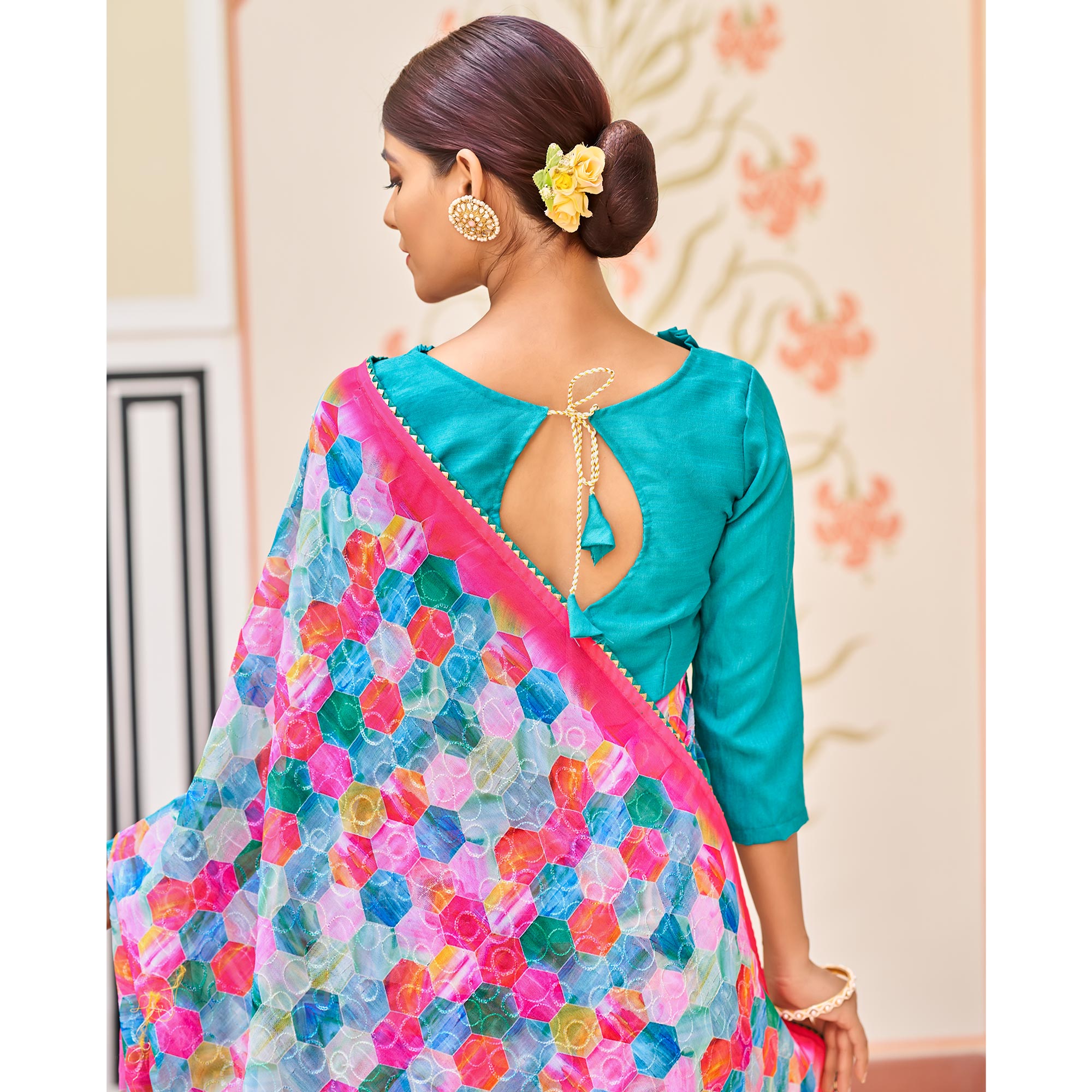 Multicolor Sequins Embroidered Georgette Saree