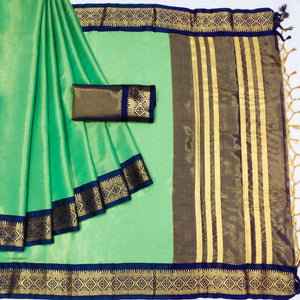 Green Woven Cotton Silk Saree