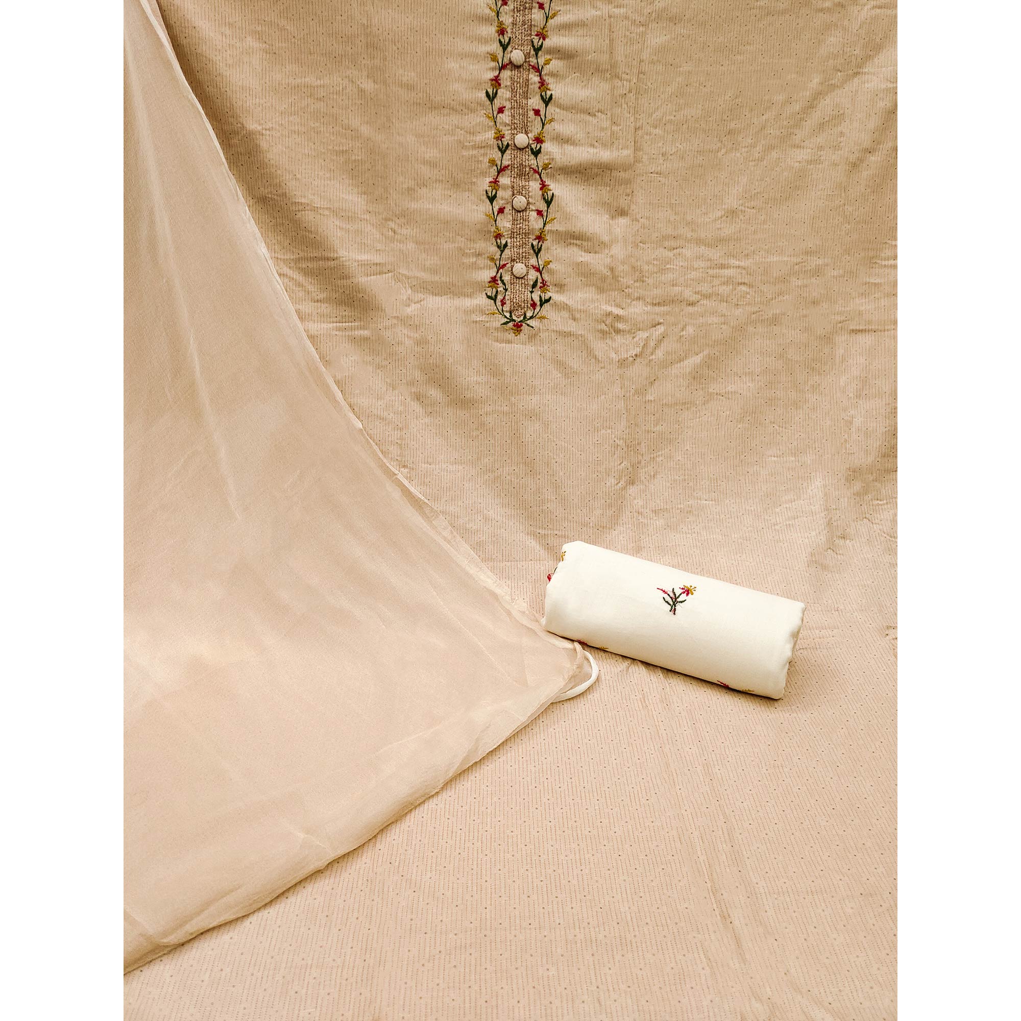 Chikoo Printed Pure Cotton Dress Material