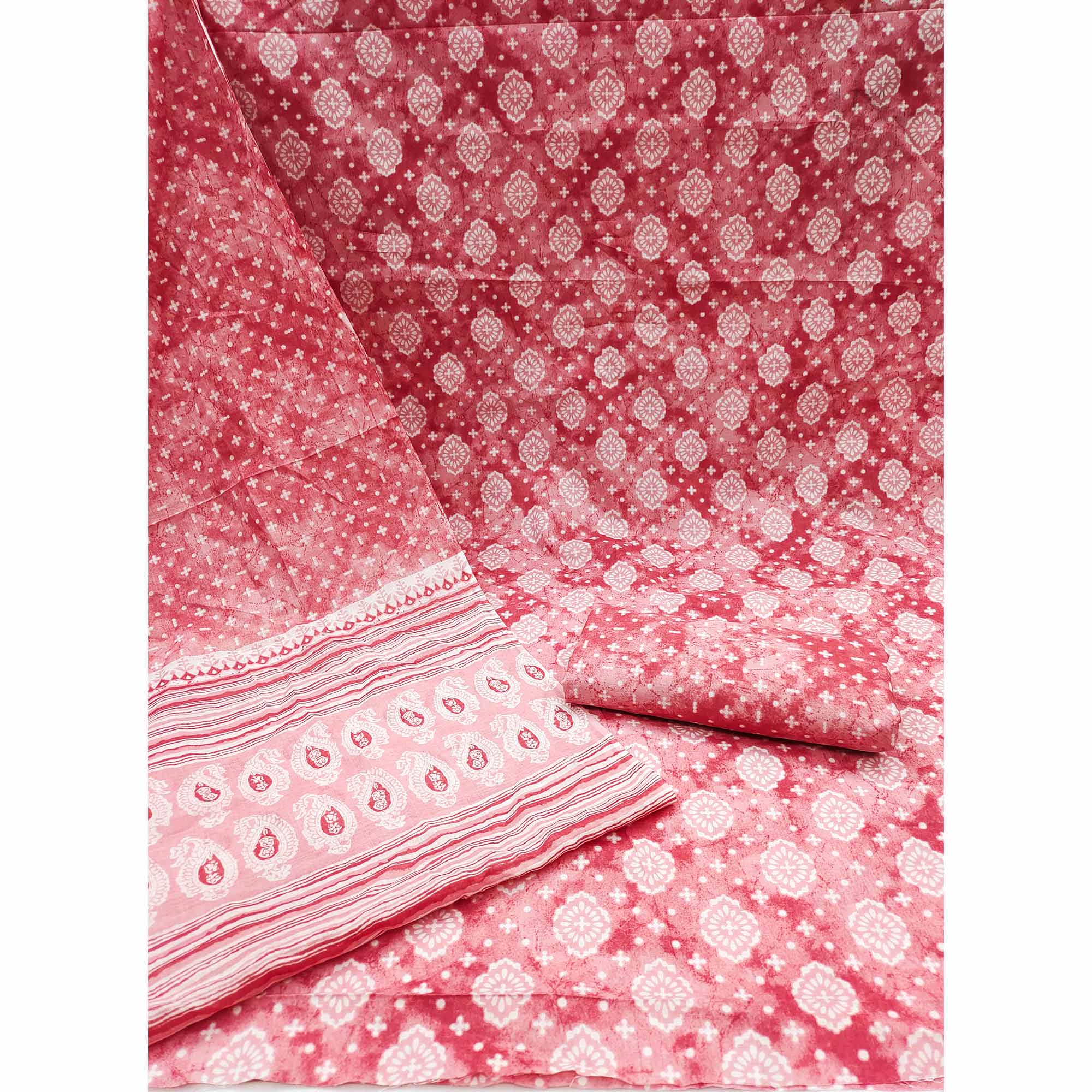 Pink Printed Pure Cambric Cotton Dress Material